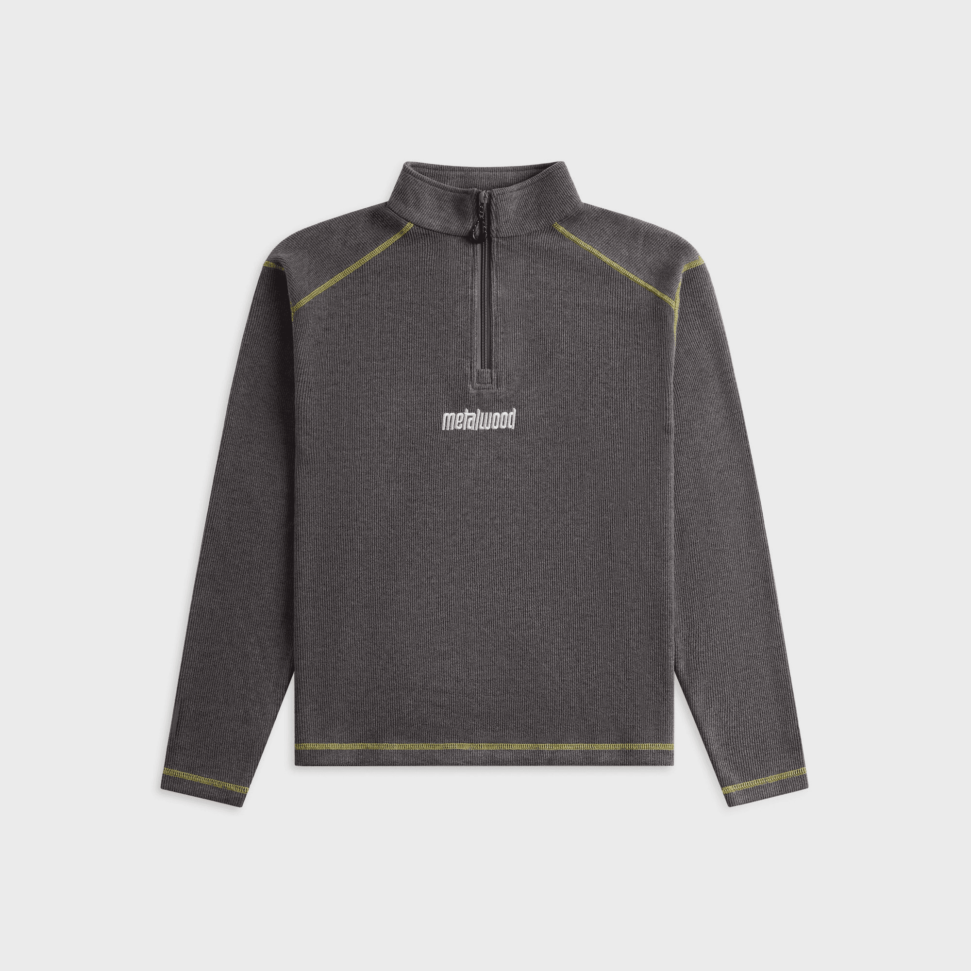 Metalwood Contrast Stitch Quarter Zip Pullover - Charcoal - Image 1