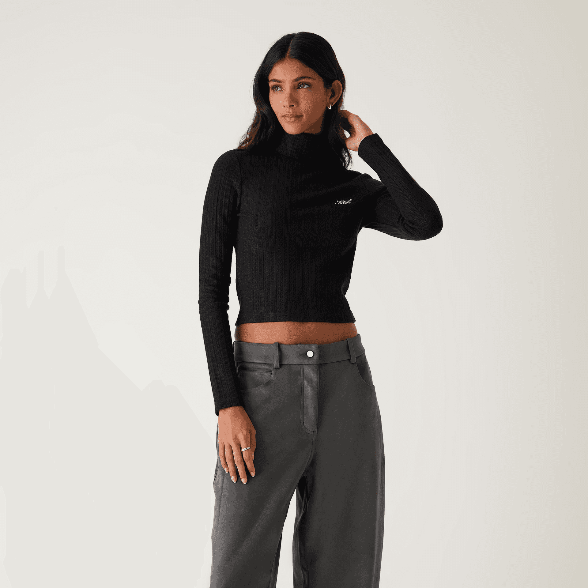 Kith Women Brier II Pointelle Turtleneck - Black — Image 4