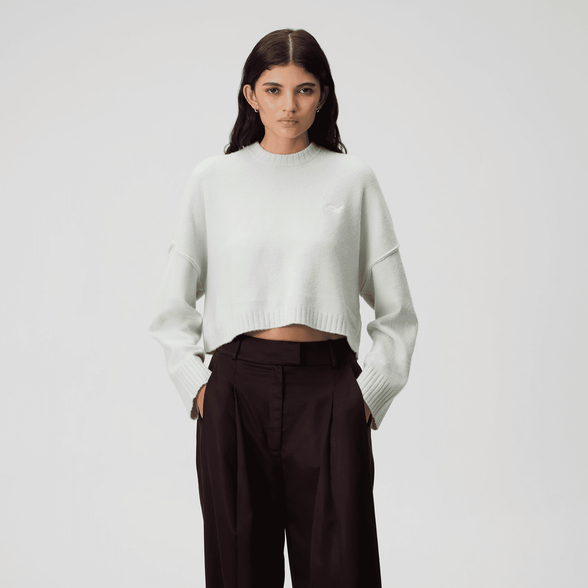 Kith Women Freja Cropped Sweater - Powder — Image 5