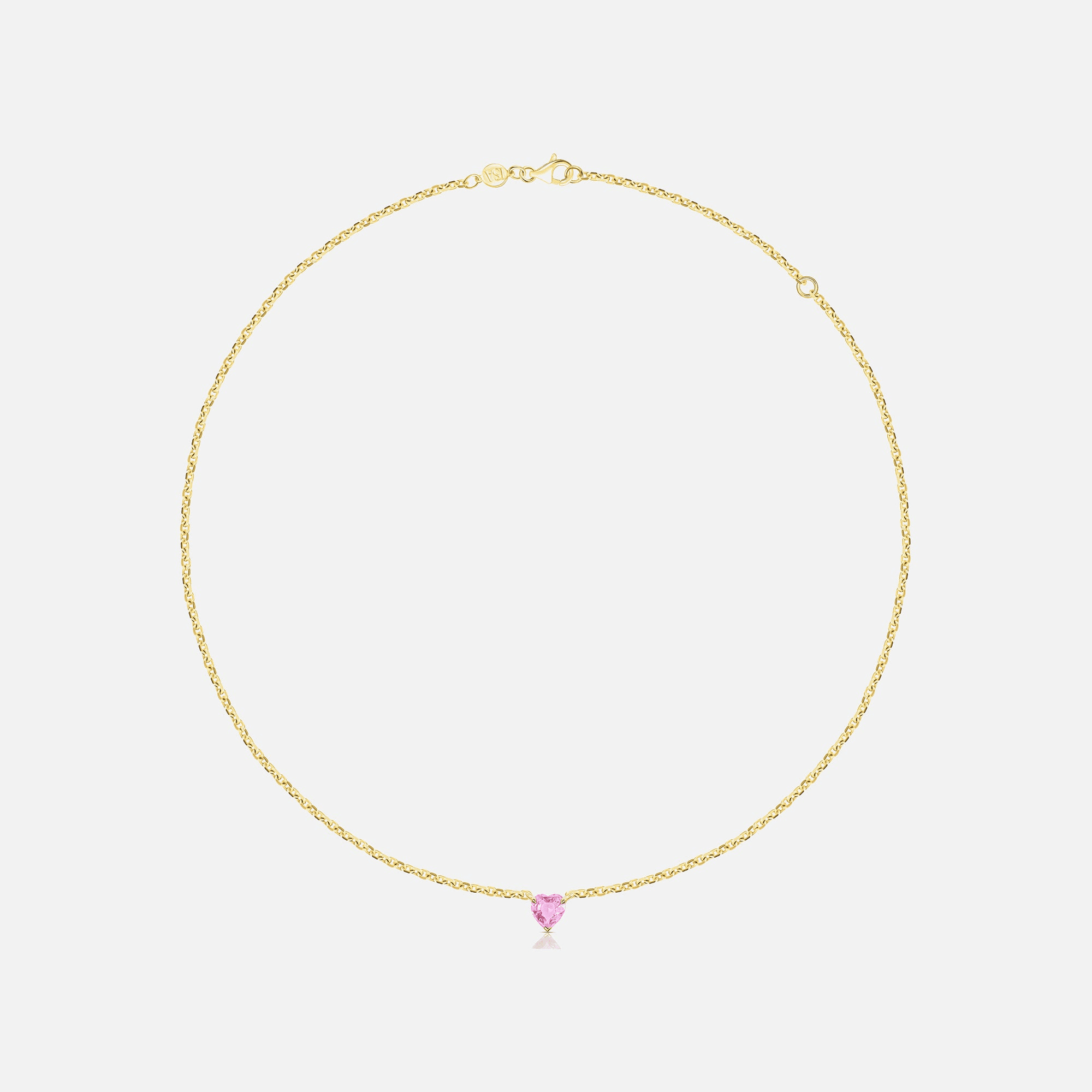 Isa Grutman Pink Sapphire Heart Necklace 14K Gold - Yellow Gold