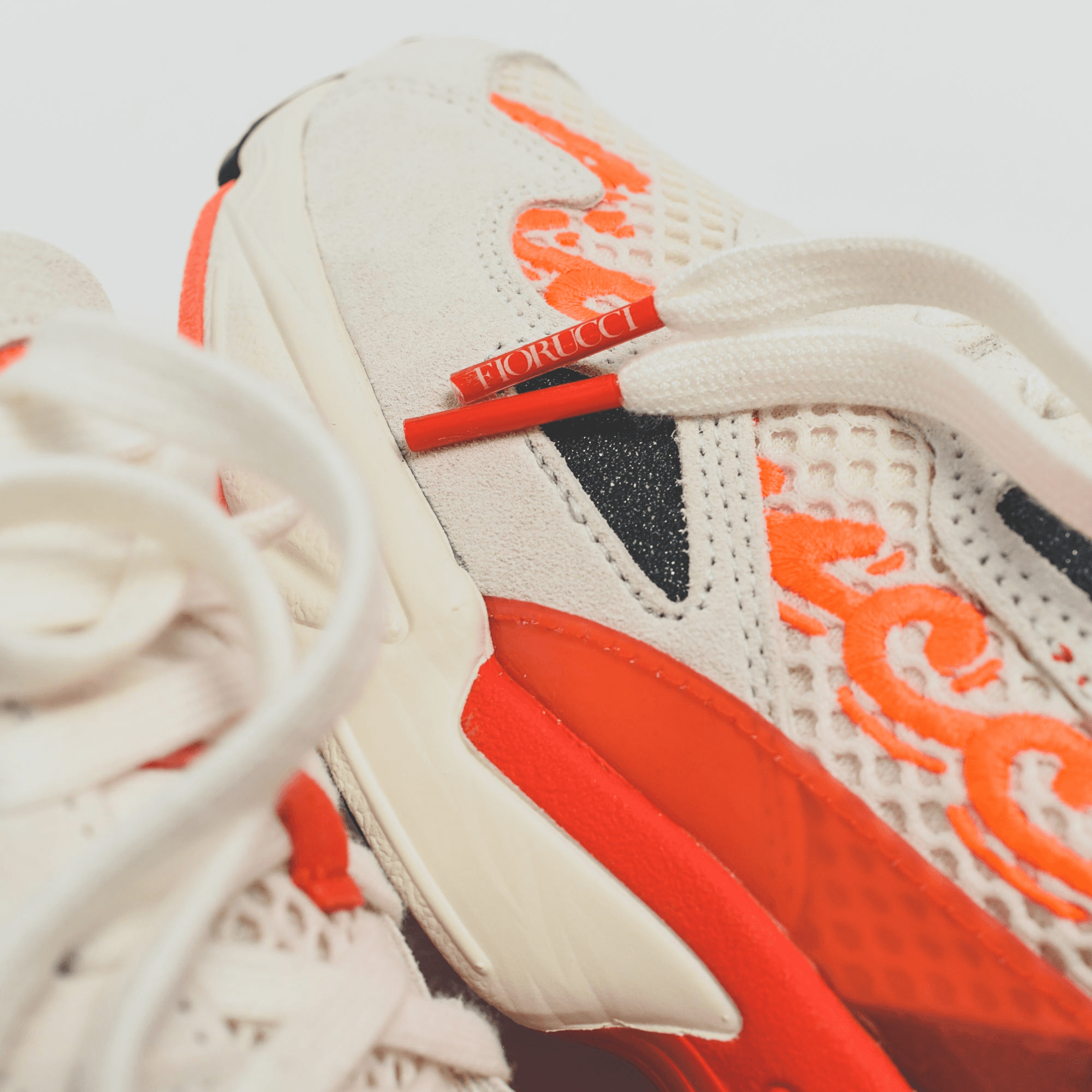 adidas Consortium x Fiorucci WMNS Falcon - Off White / Red / Neon Solar Orange — Image 3
