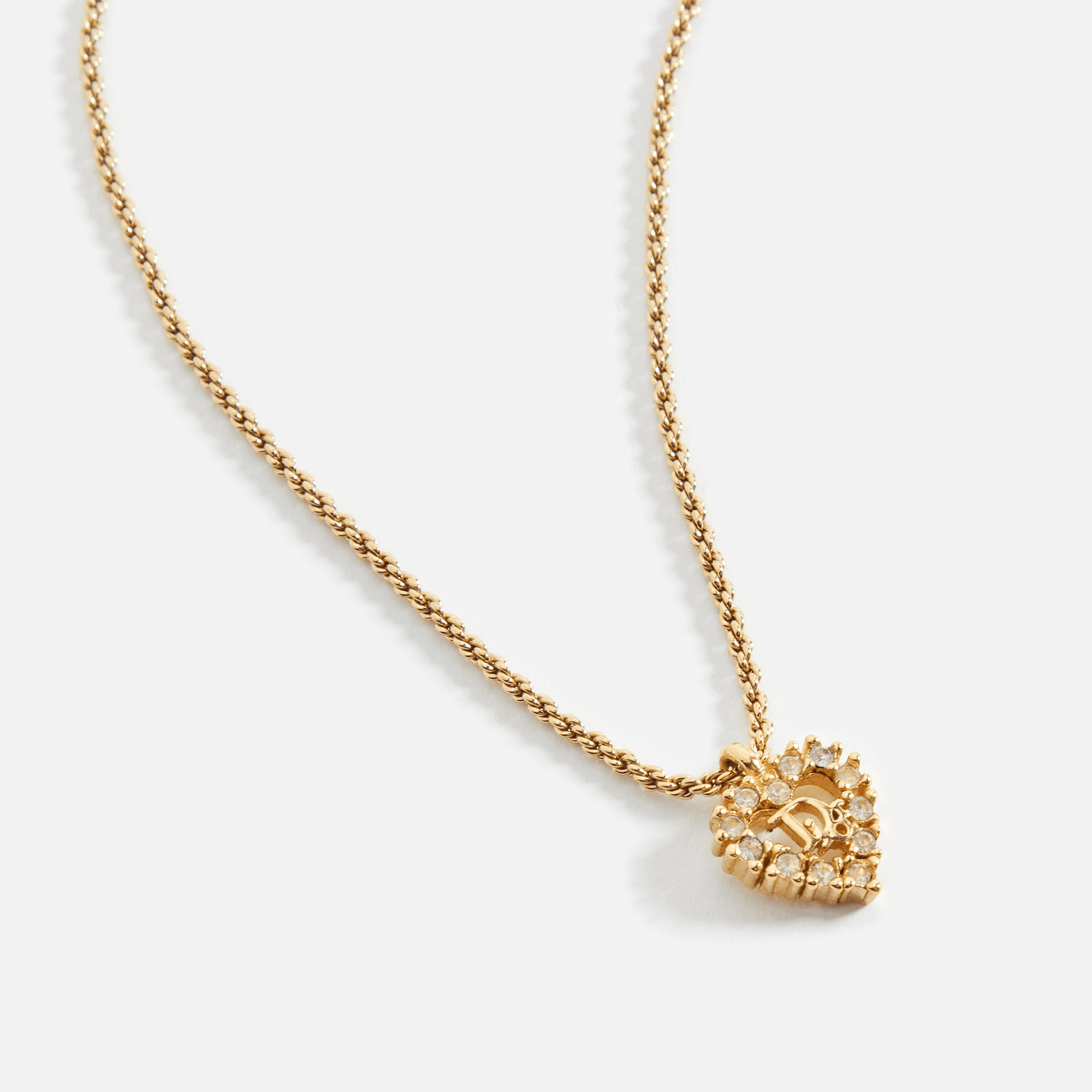 WGACA Dior Crystal Heart Necklace - Gold — Image 2