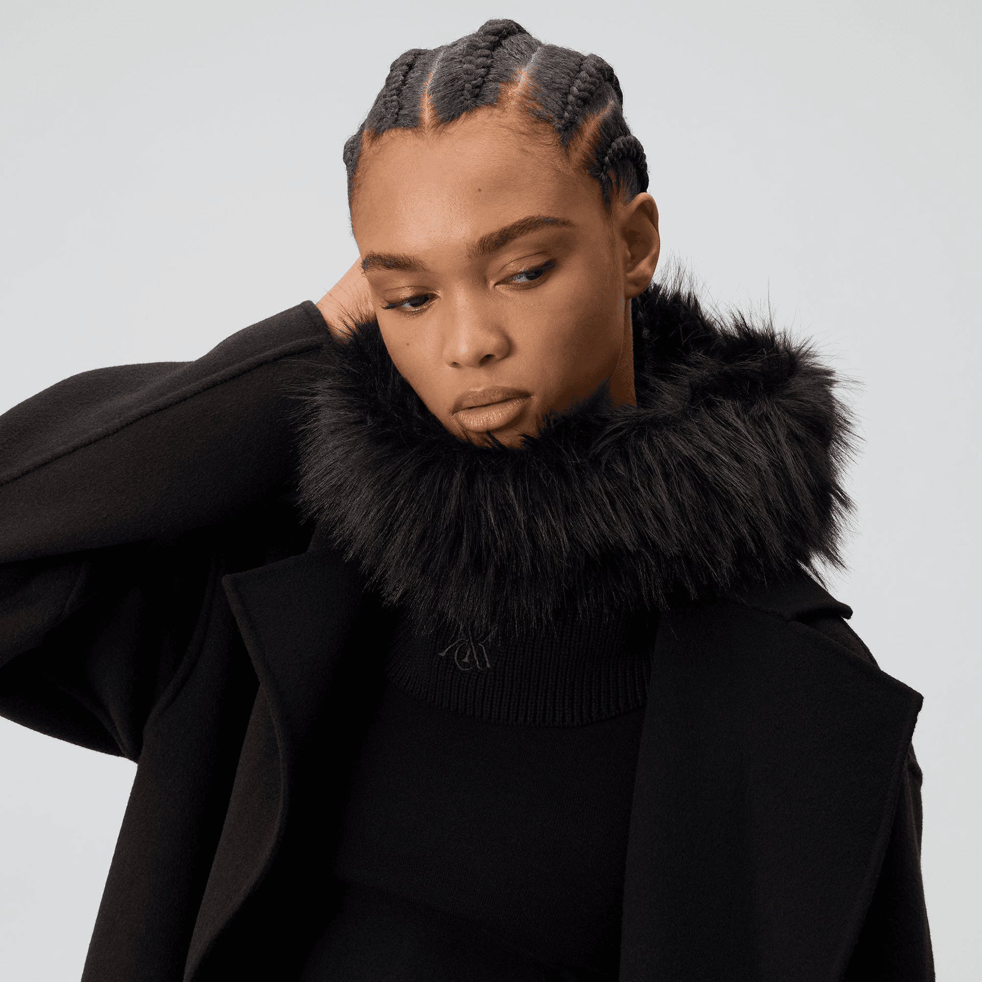 Kith Women Sweater Knit Lined Balaclava Hood - Black — Image 3