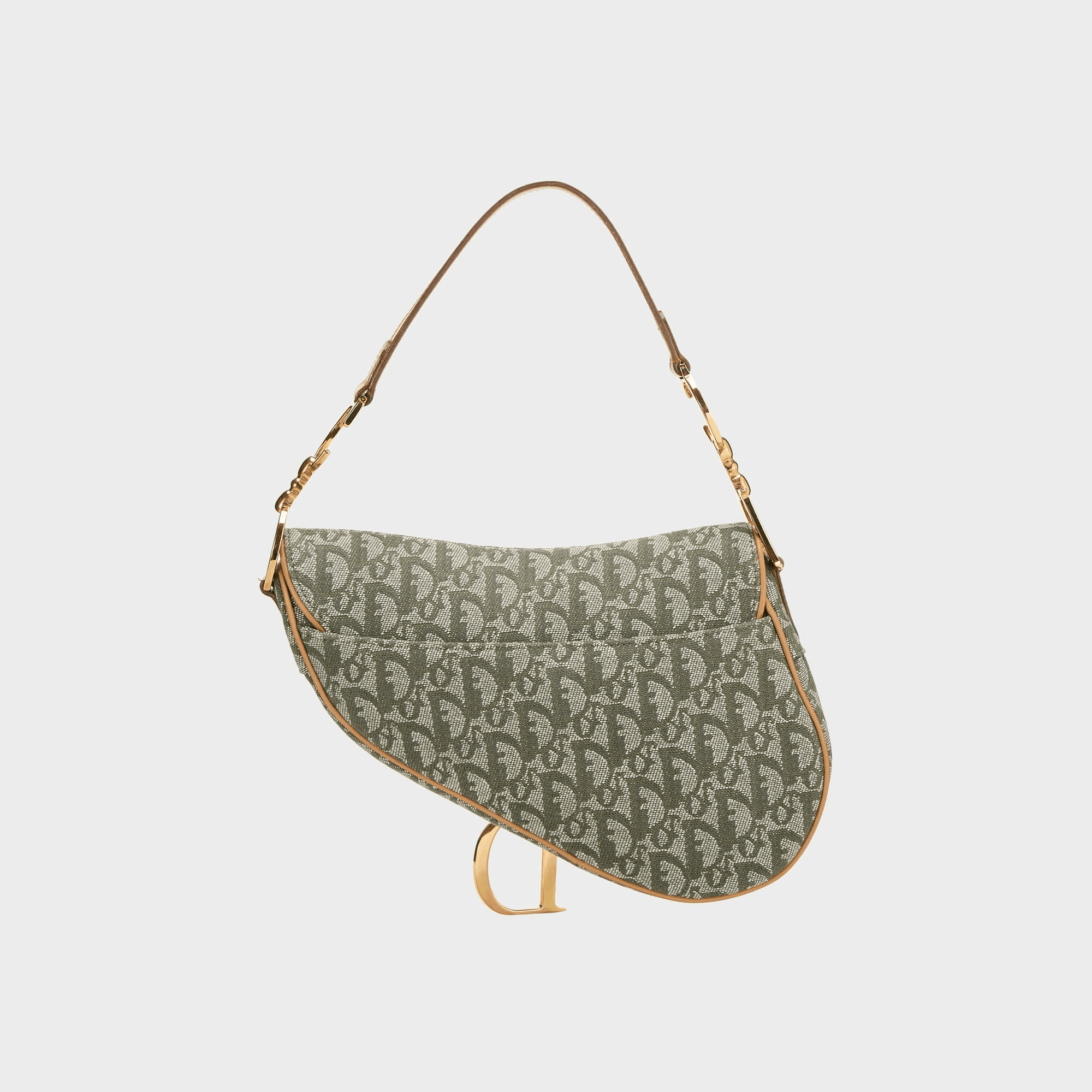 WGACA Dior Green Trotter Saddle Bag - Green / Beige — Image 2