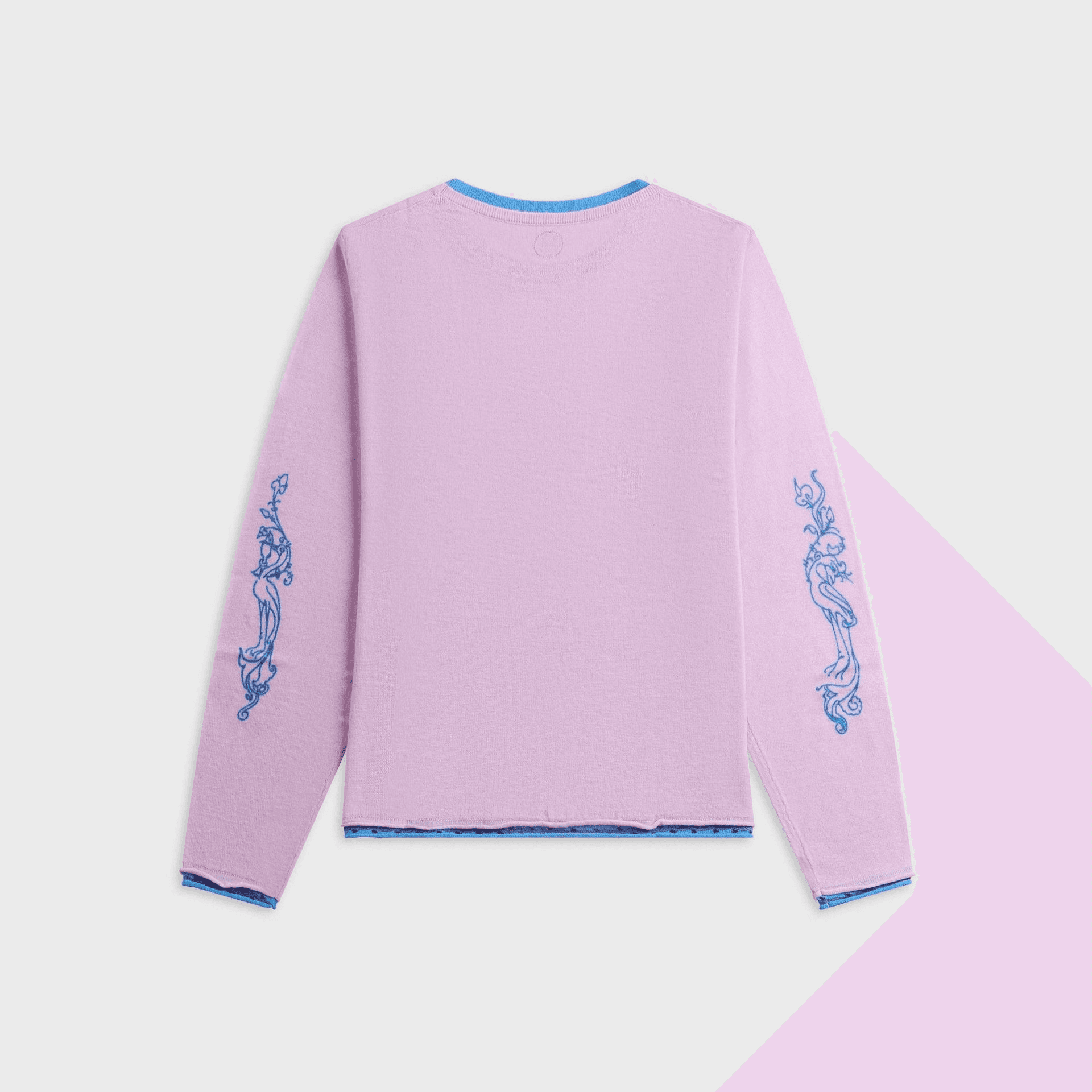 ADRIAN CASHMERE Tattoo Long Sleeve Tee - Purple — Image 3