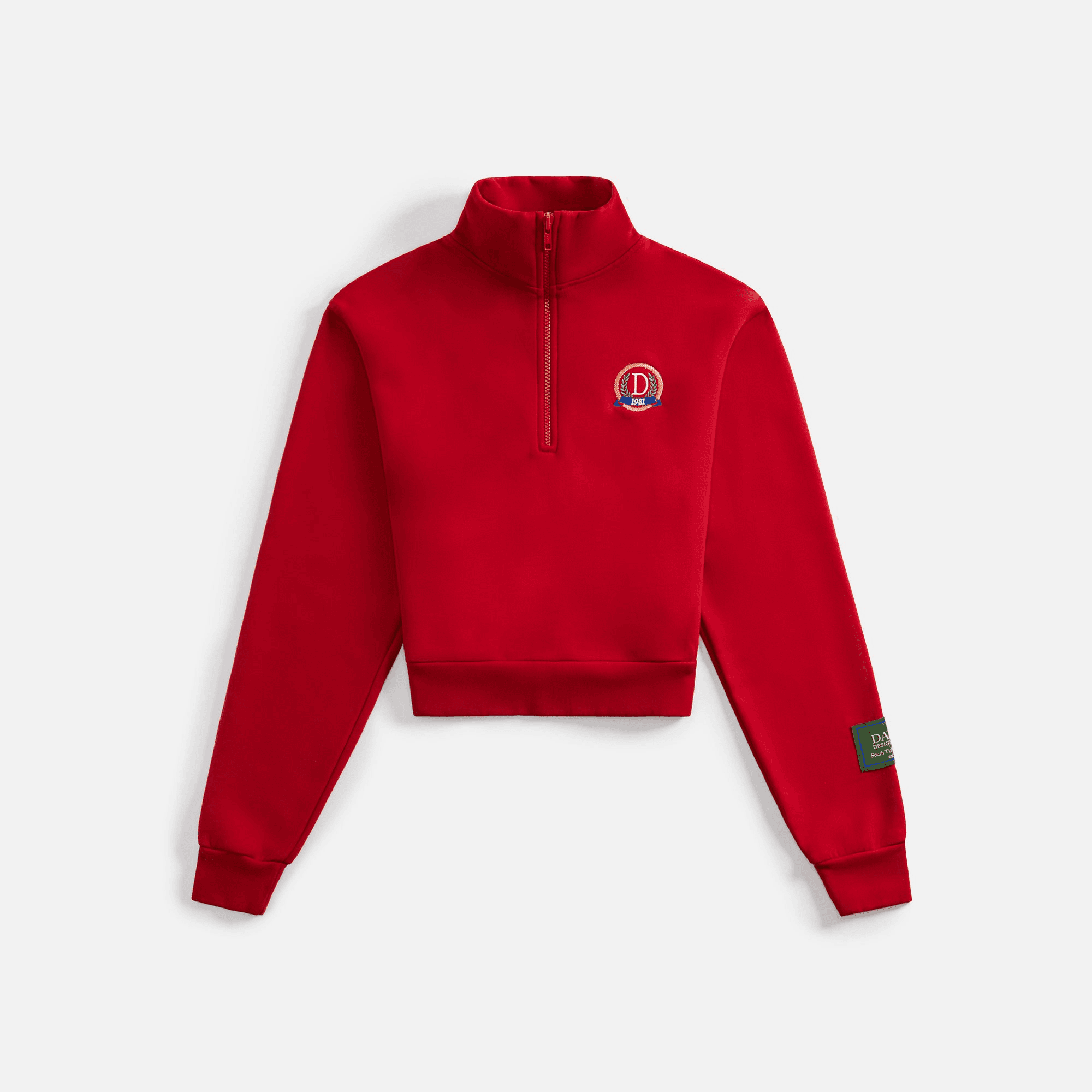 Danzy Cropped Quarter Zip Sweatshirt - Red - Image 1