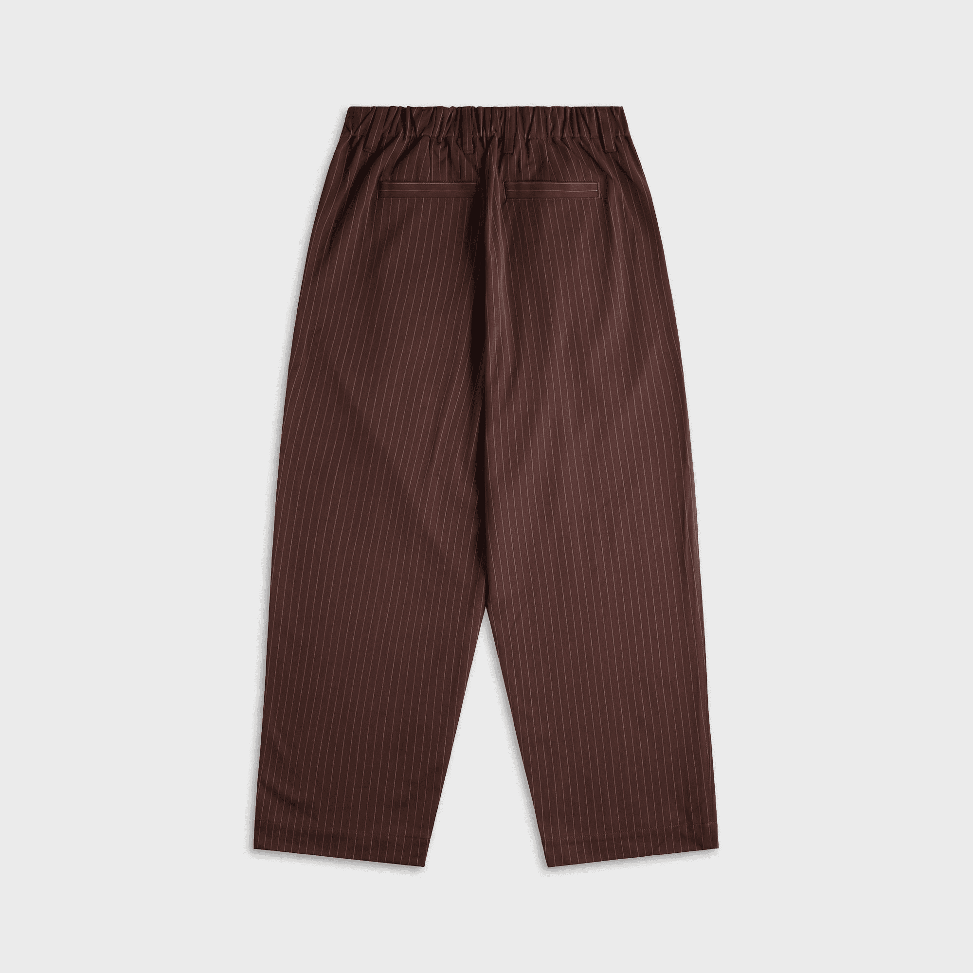 Metalwood Elastic Waist Baggy Pant - Brown Pinstripe — Image 3