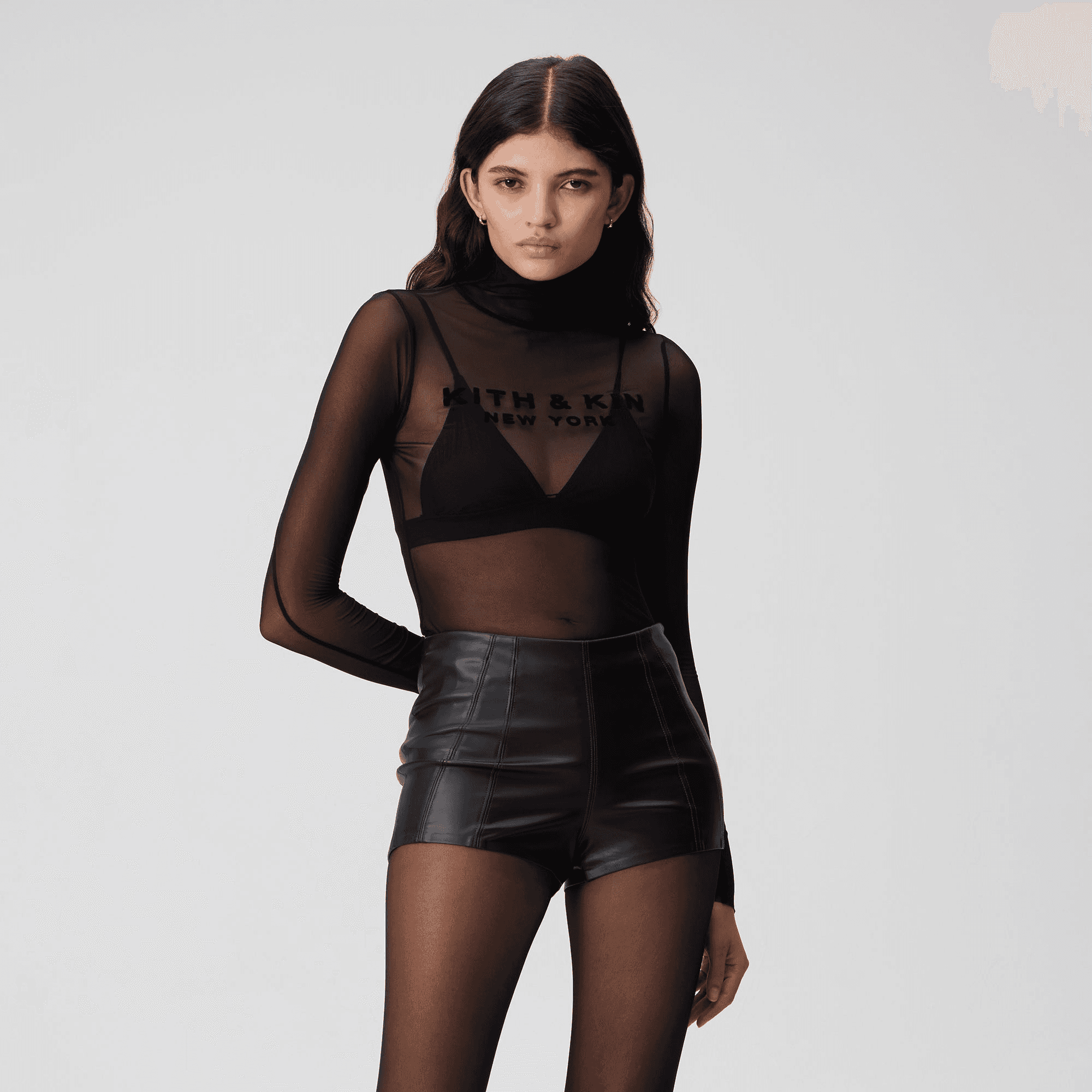 Kith Women Amina Mesh Turtleneck - Black — Image 4