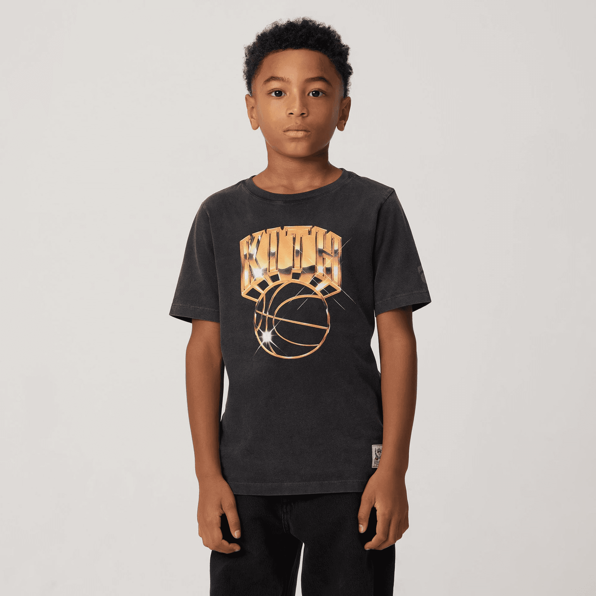 Kith Kids for the New York Knicks Gold Vintage Tee - Black — Image 7