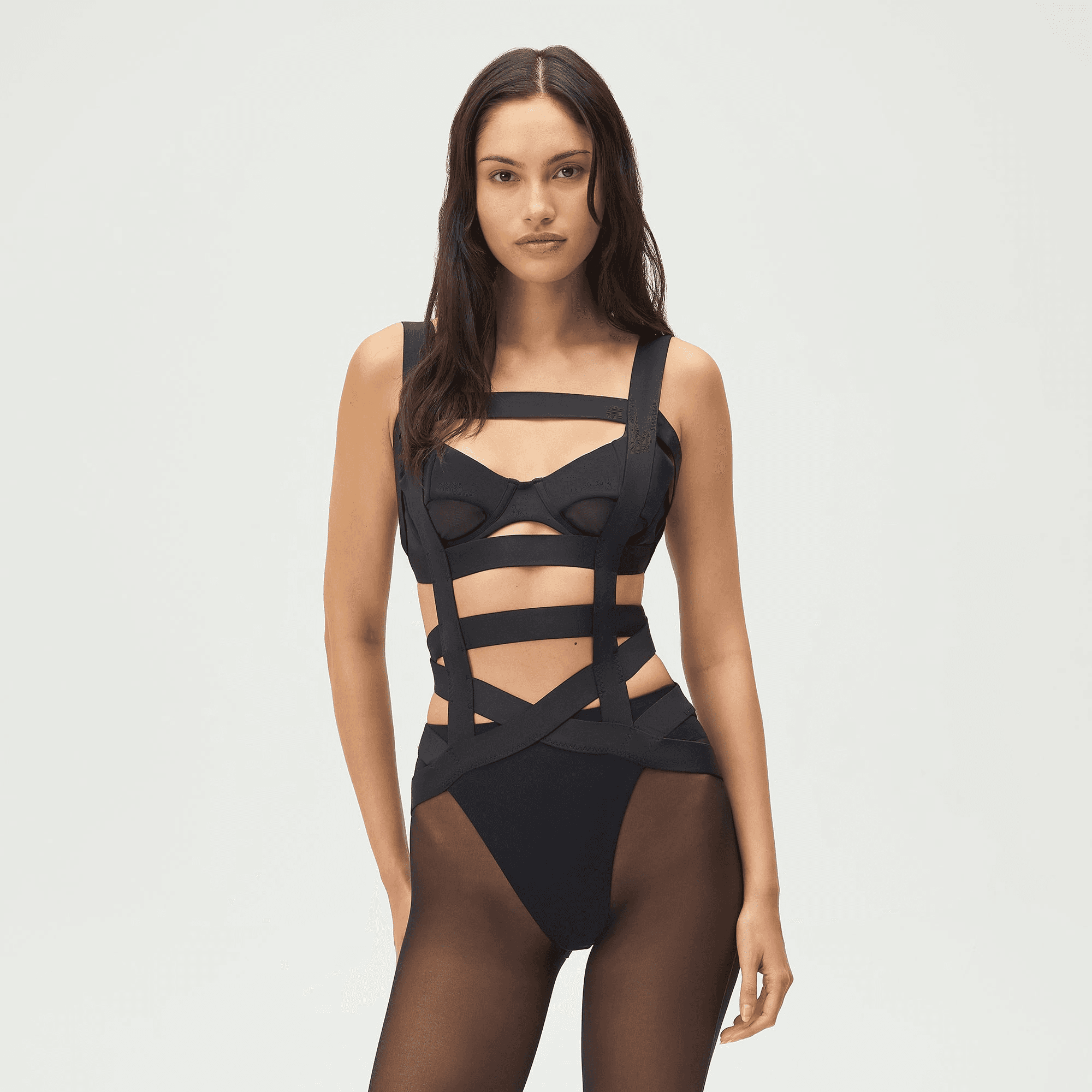 Lisa for Kith Women Stevie Strapped Bodysuit - Black — Image 4