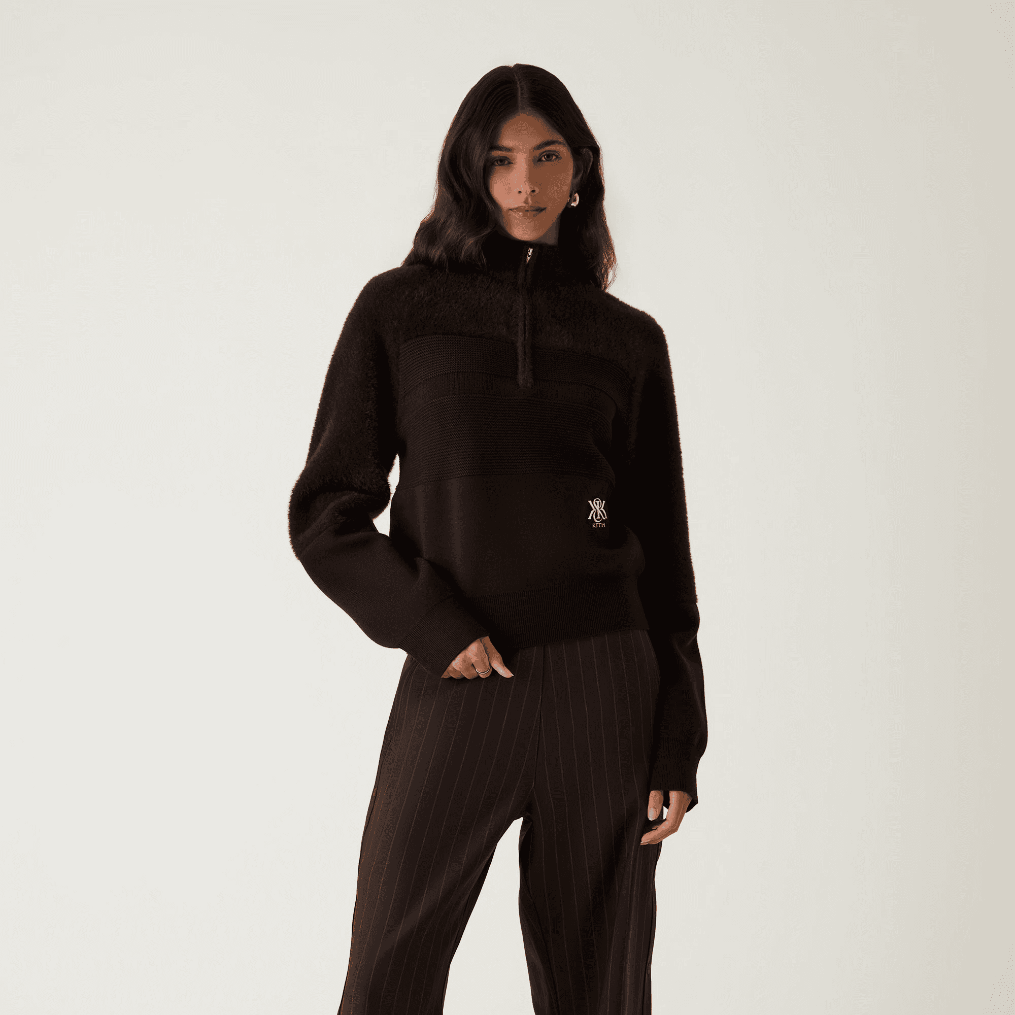 Kith Women Presley Blocked Mohair Zip Sweater - Incognito — Image 6