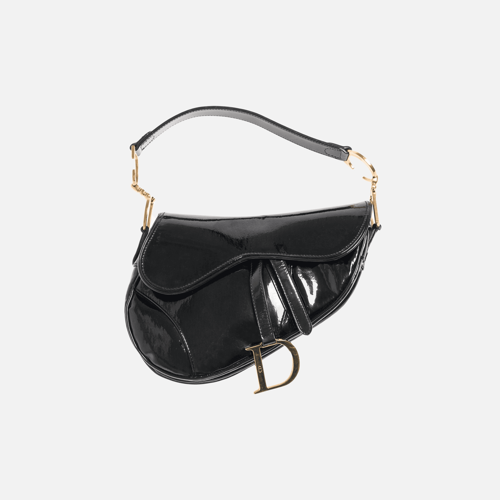 Dior Oblique Saddle Bag -  Black Patent