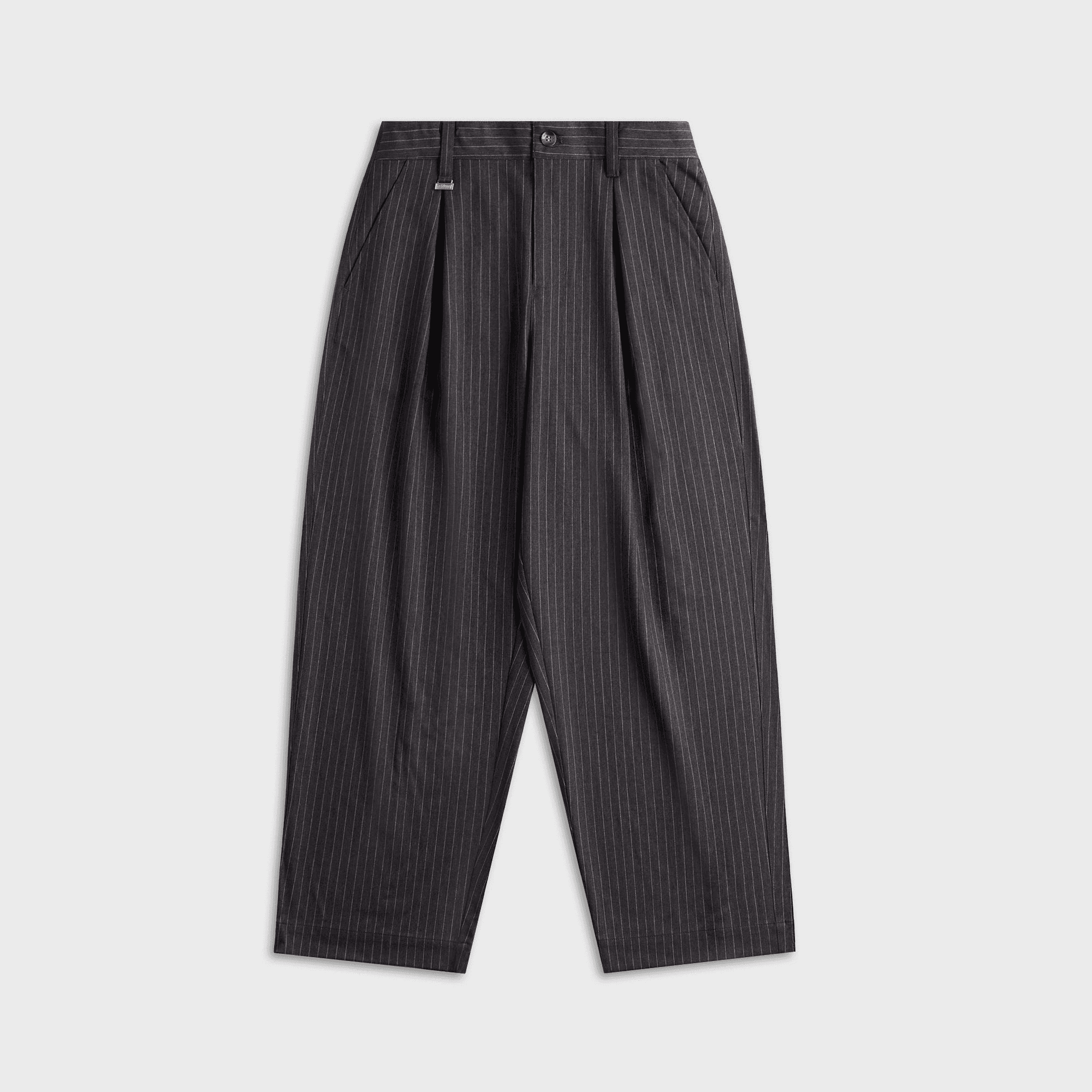 Metalwood Elastic Waist Baggy Pant - Grey Pinstripe - Image 1