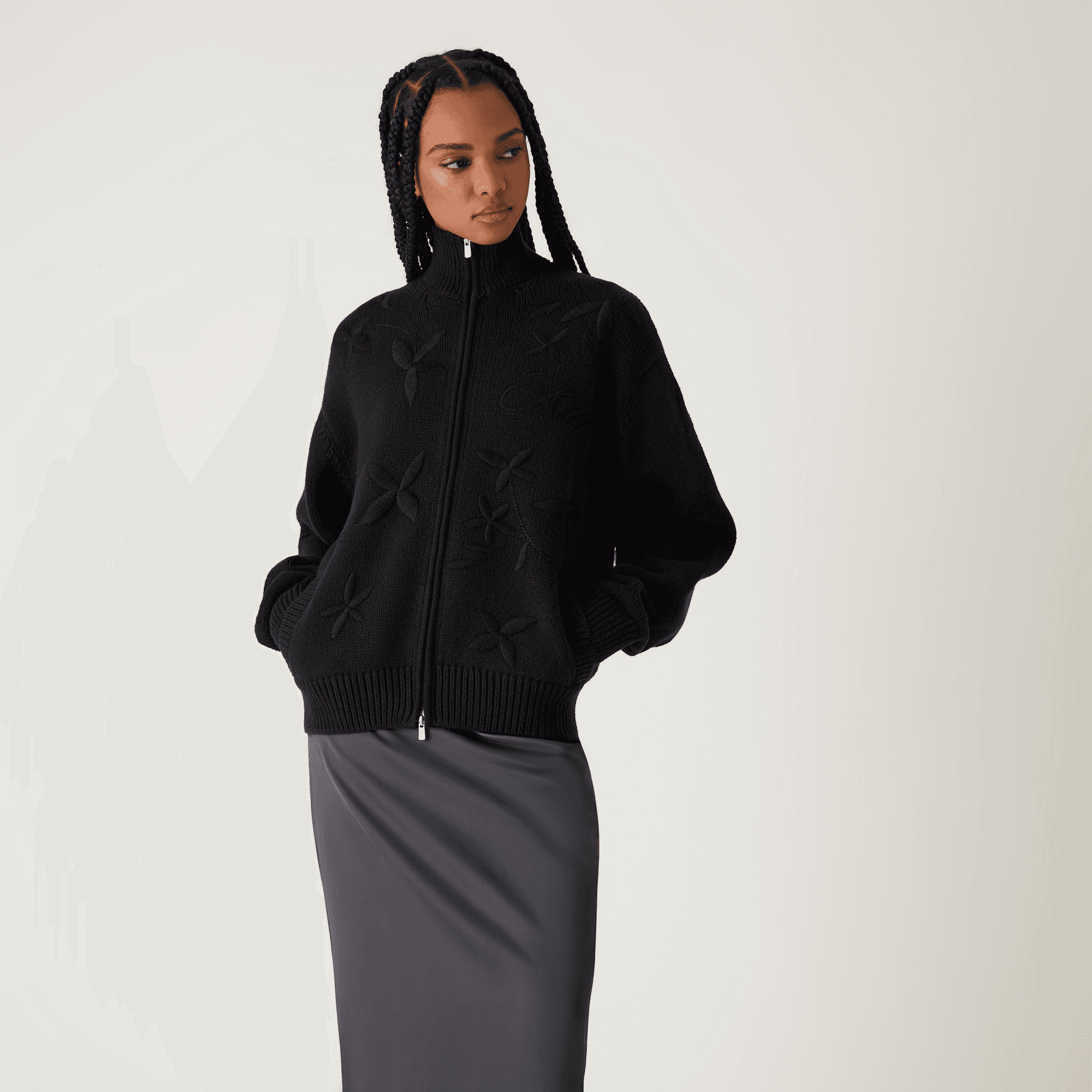 Kith Women Oversized Wyler Floral Full Zip Sweater - Black — Image 6