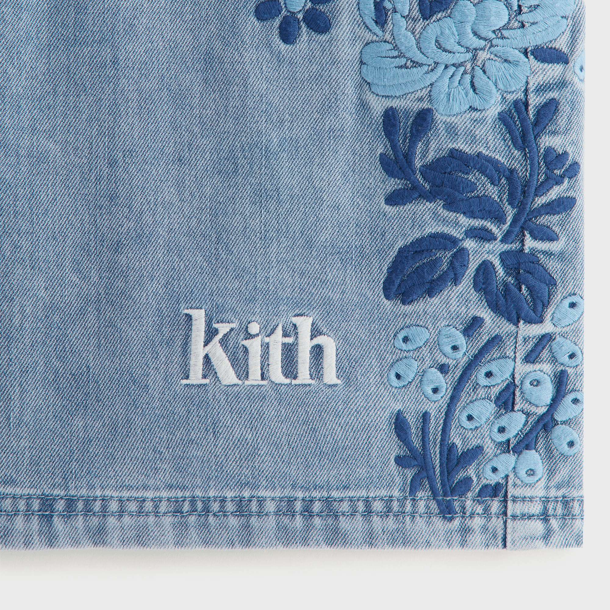 Kith Kids Floral Paisley Chambray Apollo Short - Kent Light Wash — Image 3