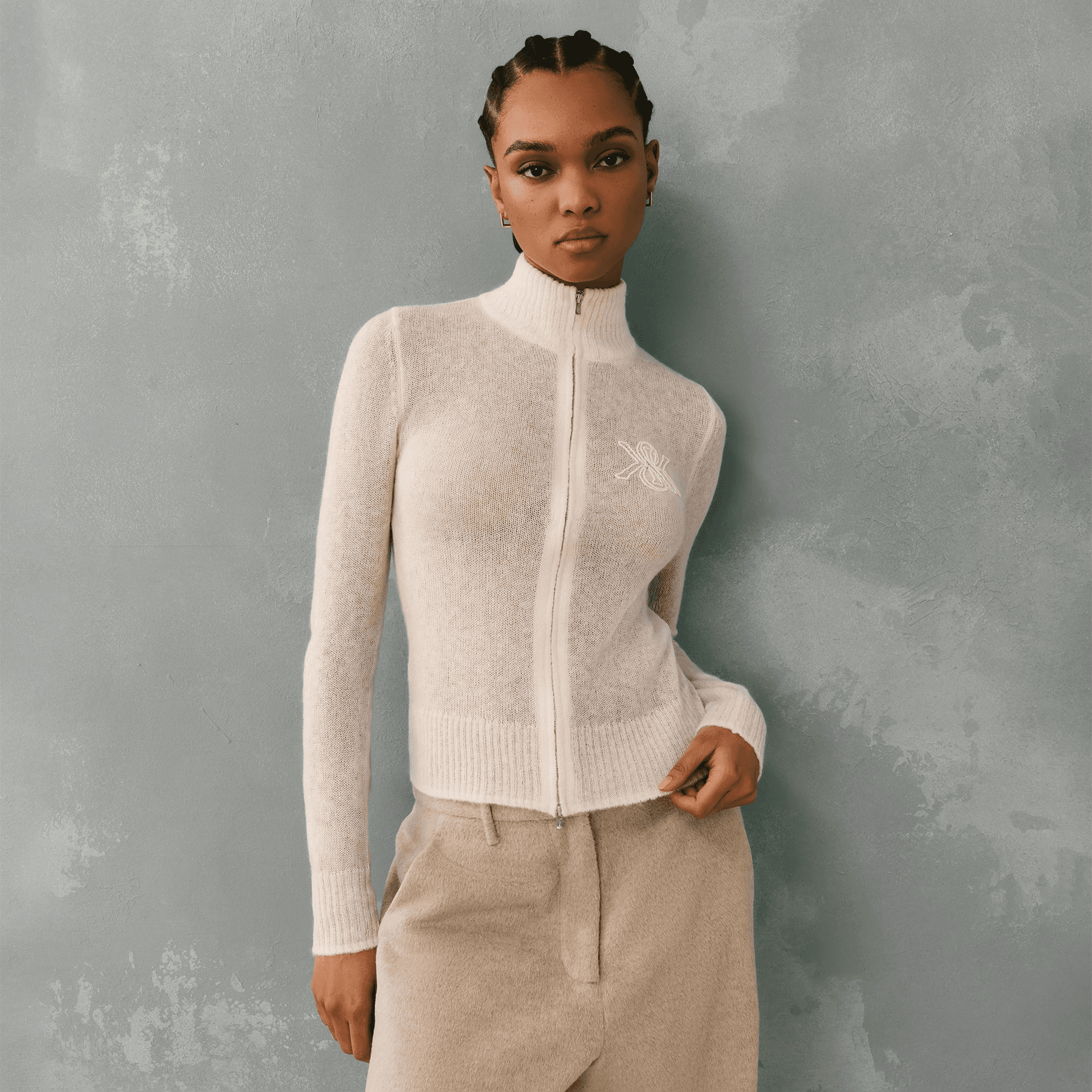 Kith Women Ina Mohair Track Zip - Sandrift — Image 2
