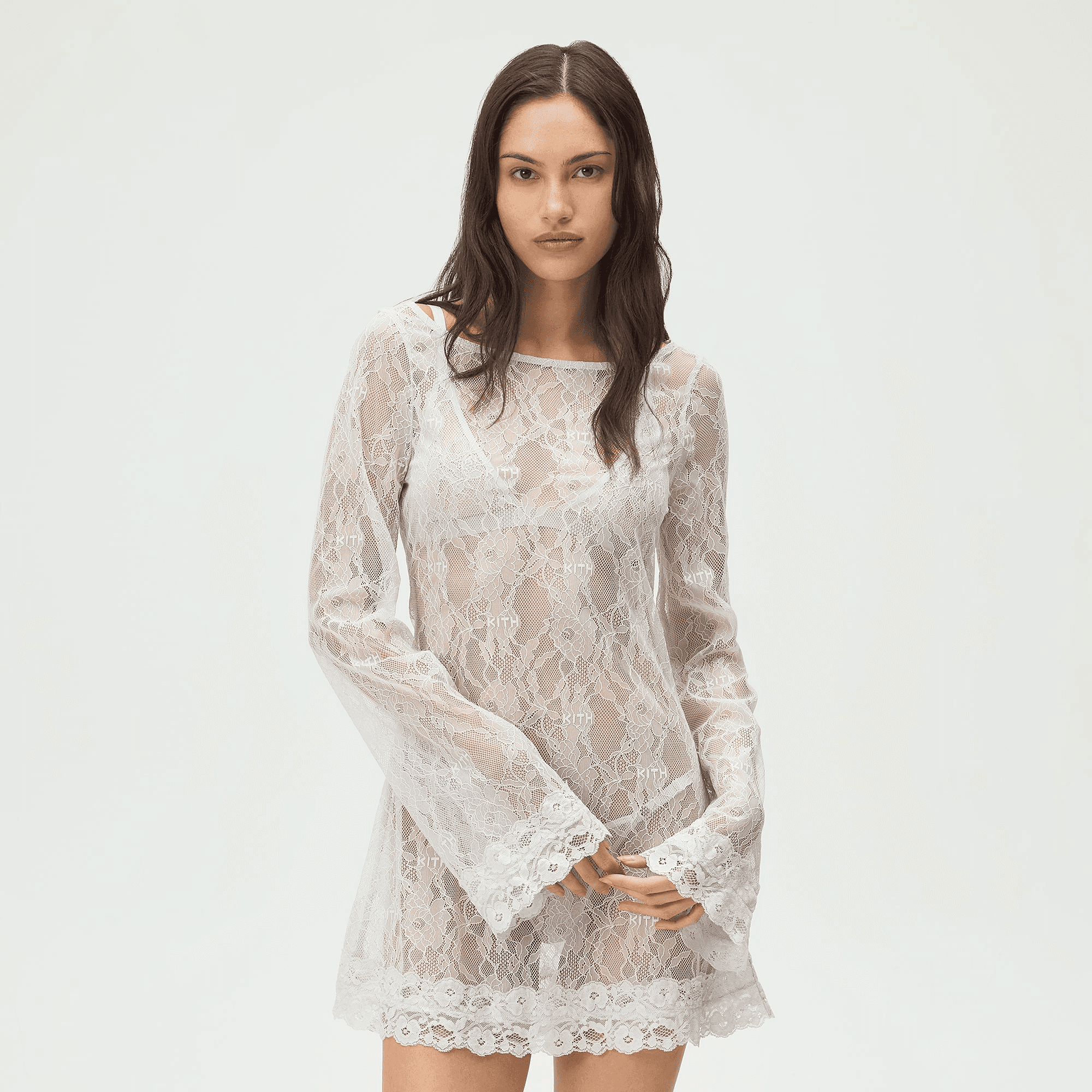 Lisa for Kith Women Odette Lace Mini Dress - Tin — Image 3
