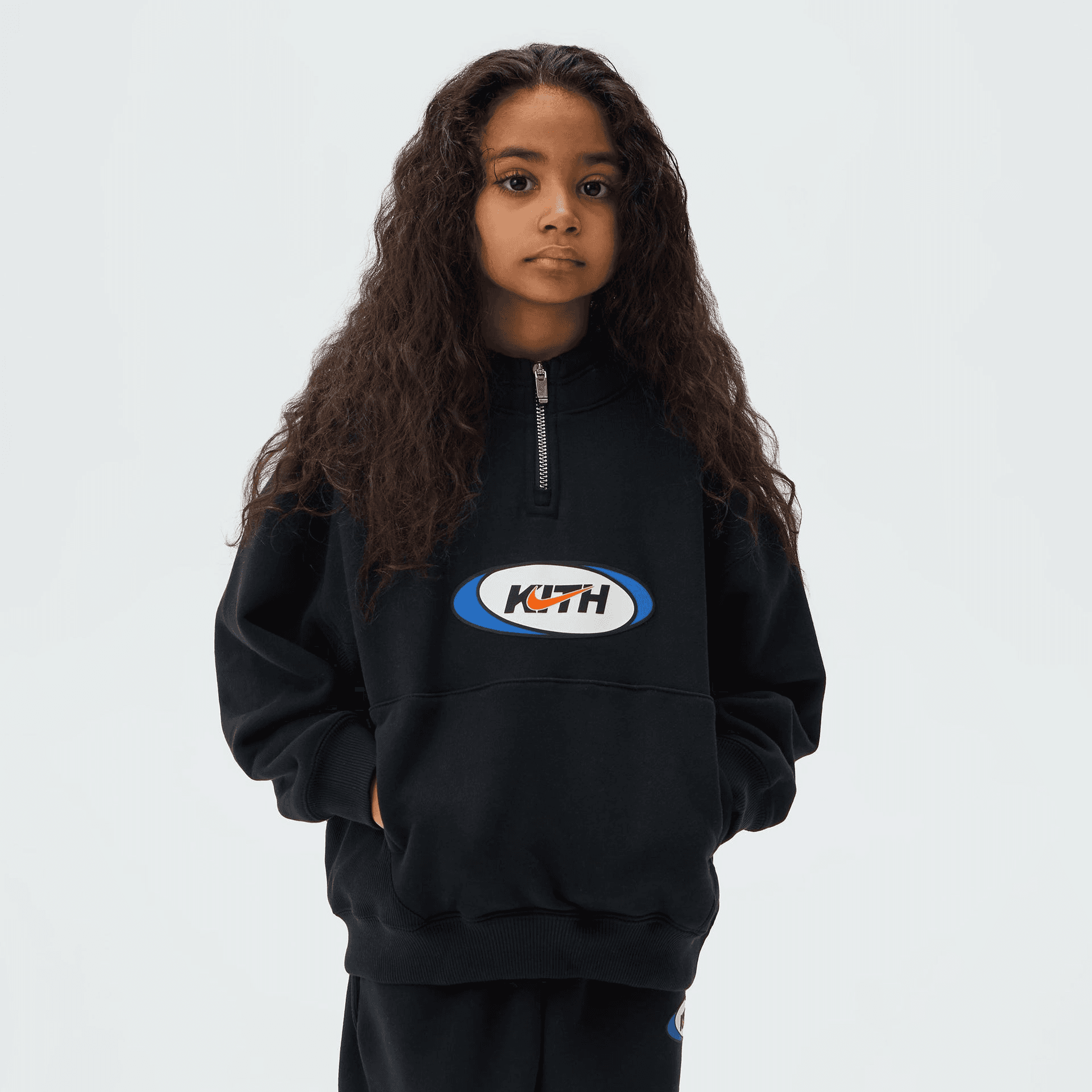 Kith Kids for Nike Quarter Zip Hoodie - Black — Image 5