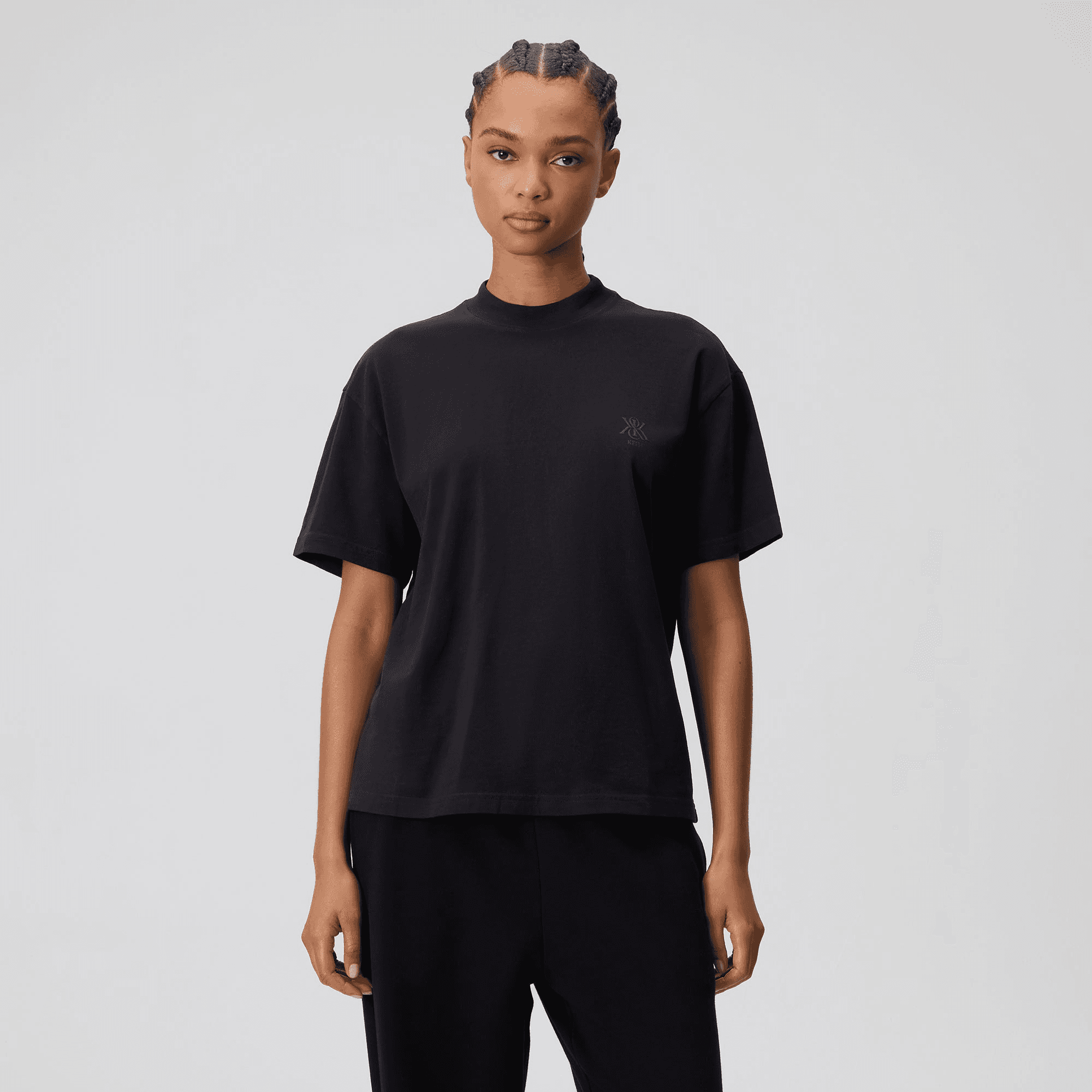 Kith Women Mockneck Vintage Sueded Tee - Black — Image 4