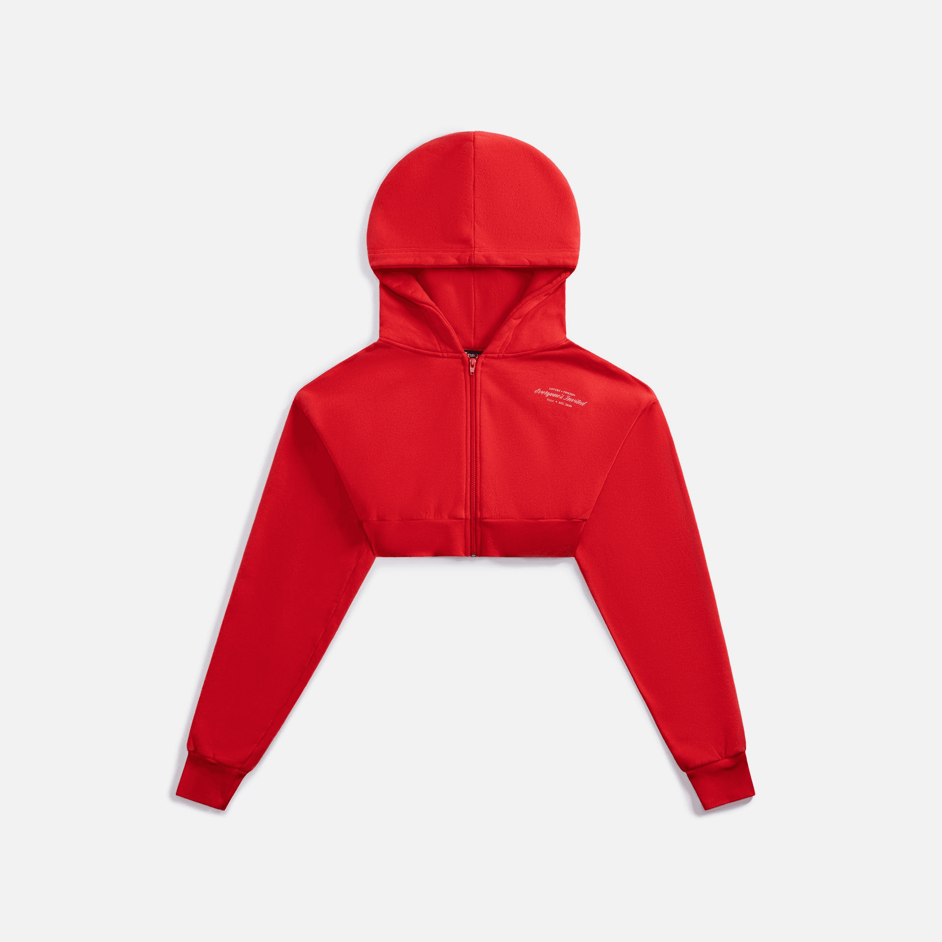 The Local Love Club Matchbook Cropped Zip Hoodie - Hot Red — Image 3