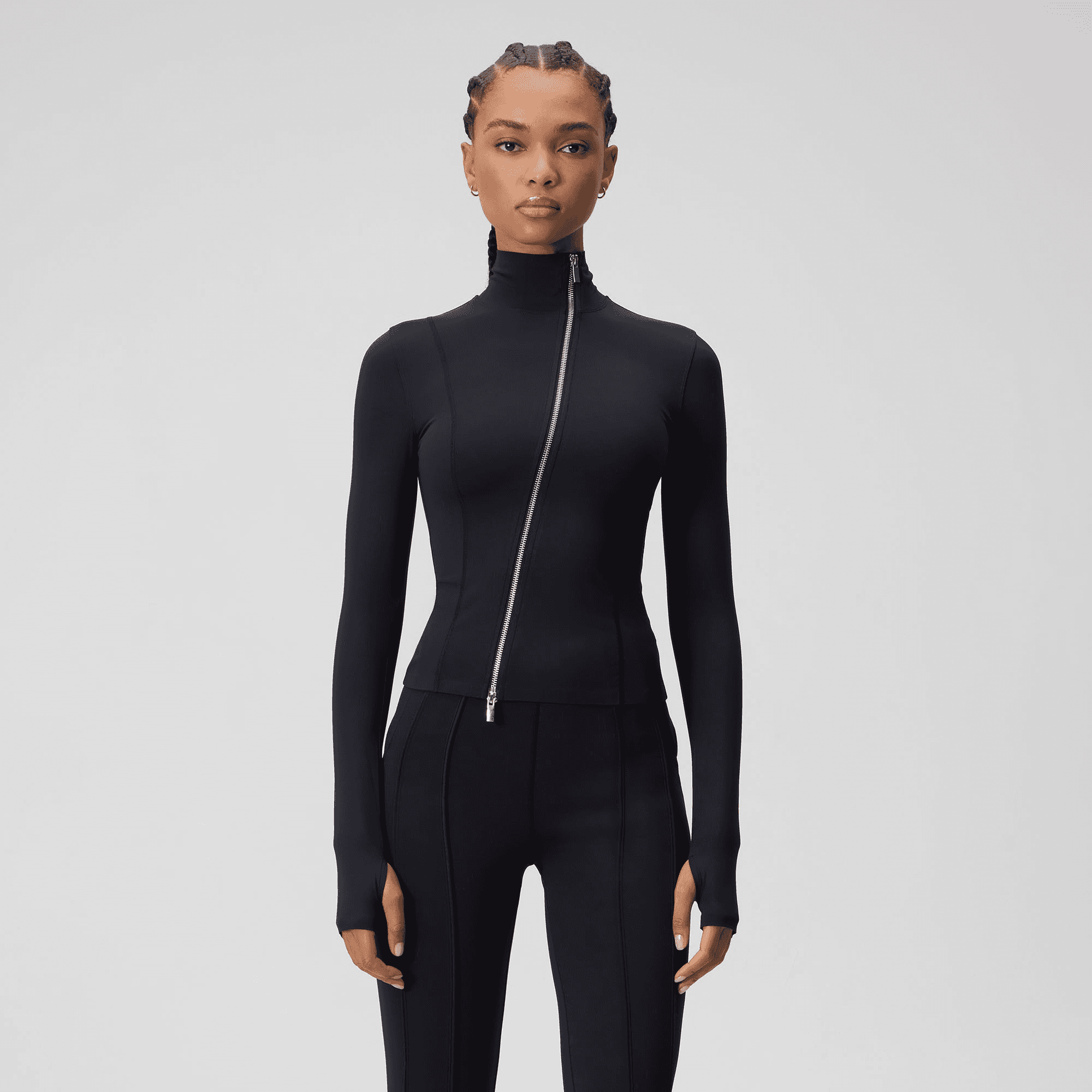Kith Women Anika Asymmterical Zip Long Sleeve - Black — Image 4