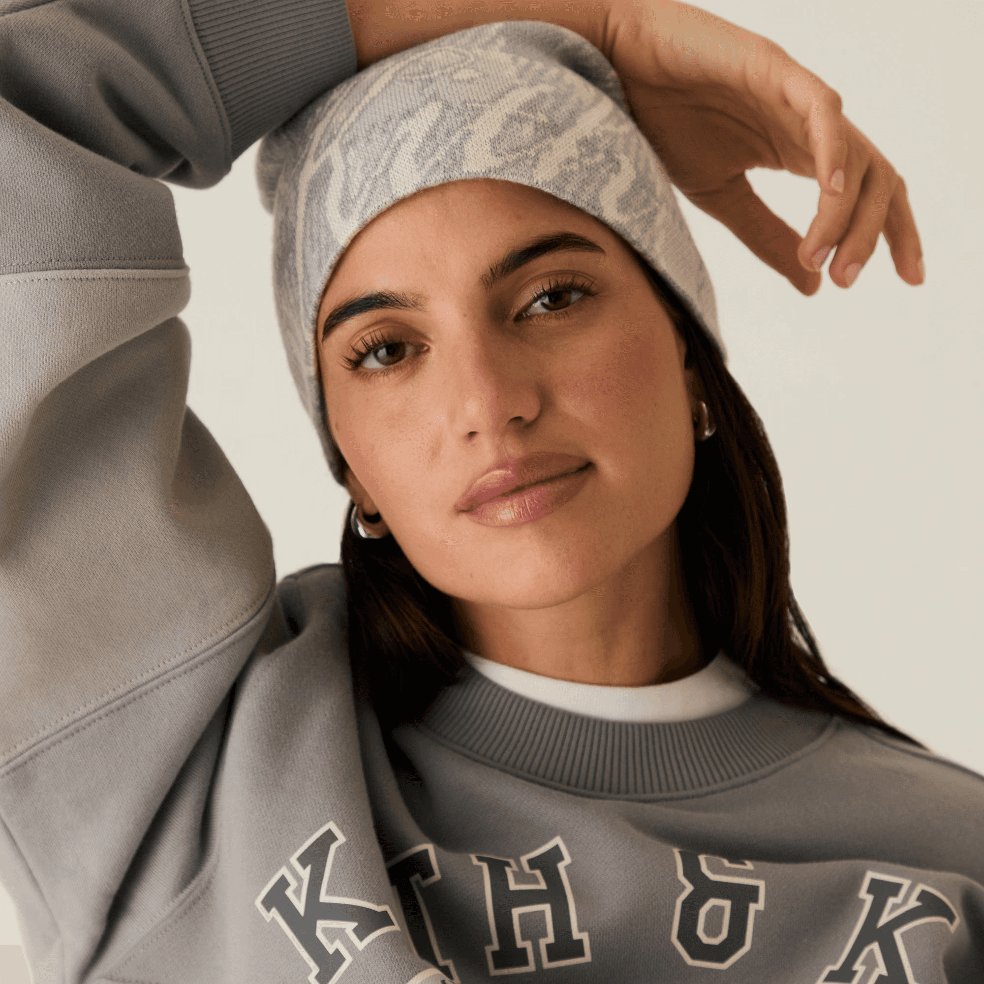 Kith Women Oversize Gingham Cuffless Jacquard Beanie - Rocket — Image 3