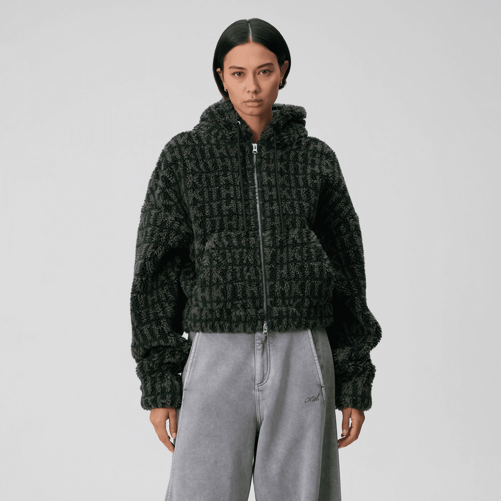 Kith Women Sylas Sherpa Monogram Zip Hoodie - Stadium — Image 5
