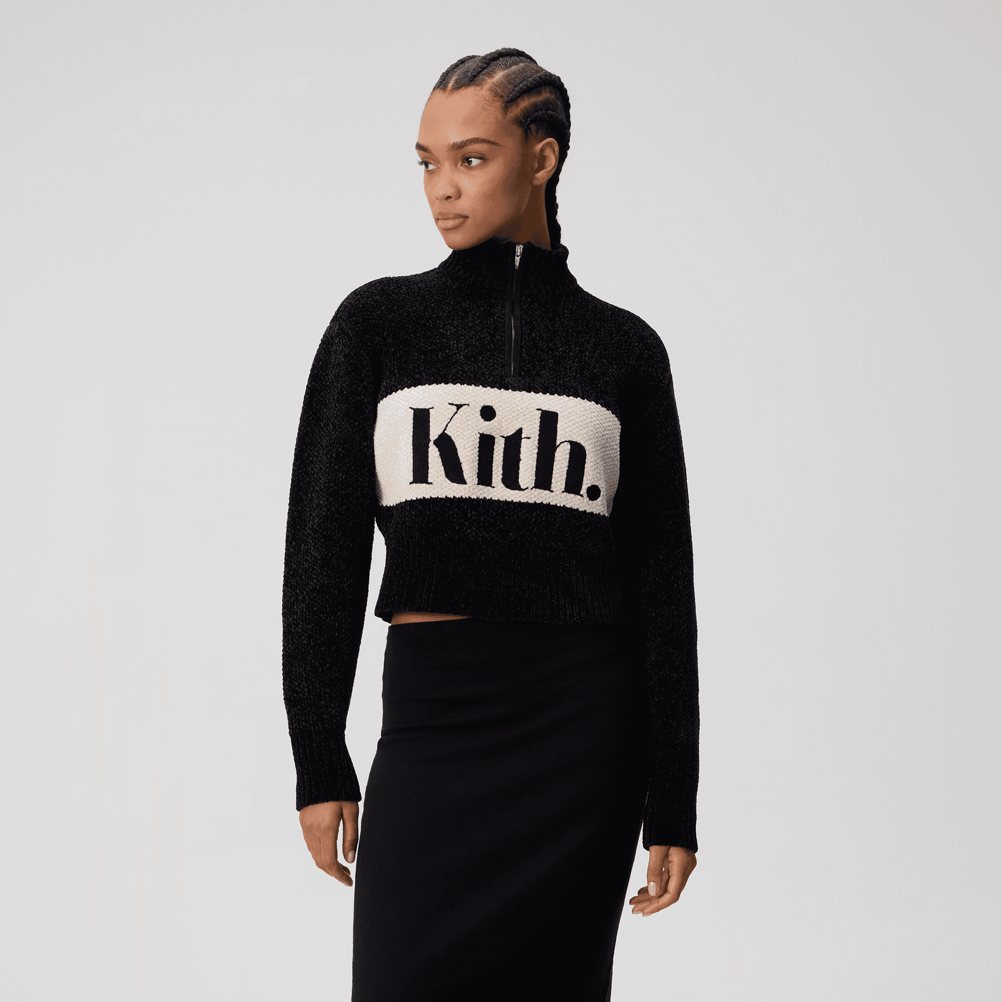 Kith Women Hunter II Chenille Punctuated Quarter Zip - Black — Image 6