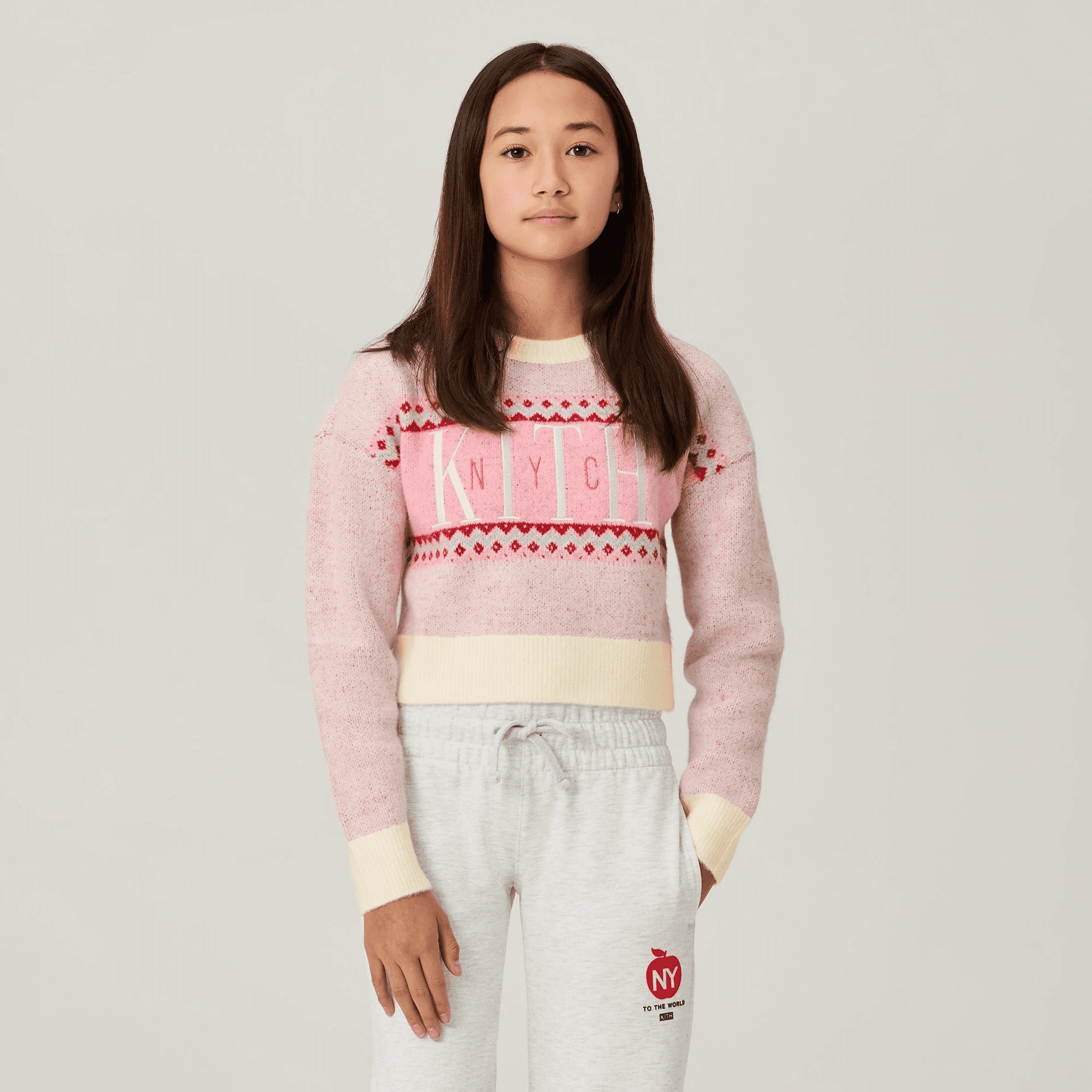 Kith Kids Novelty Fair Isle Cropped Nelson Sweater - Frosty Rose — Image 6