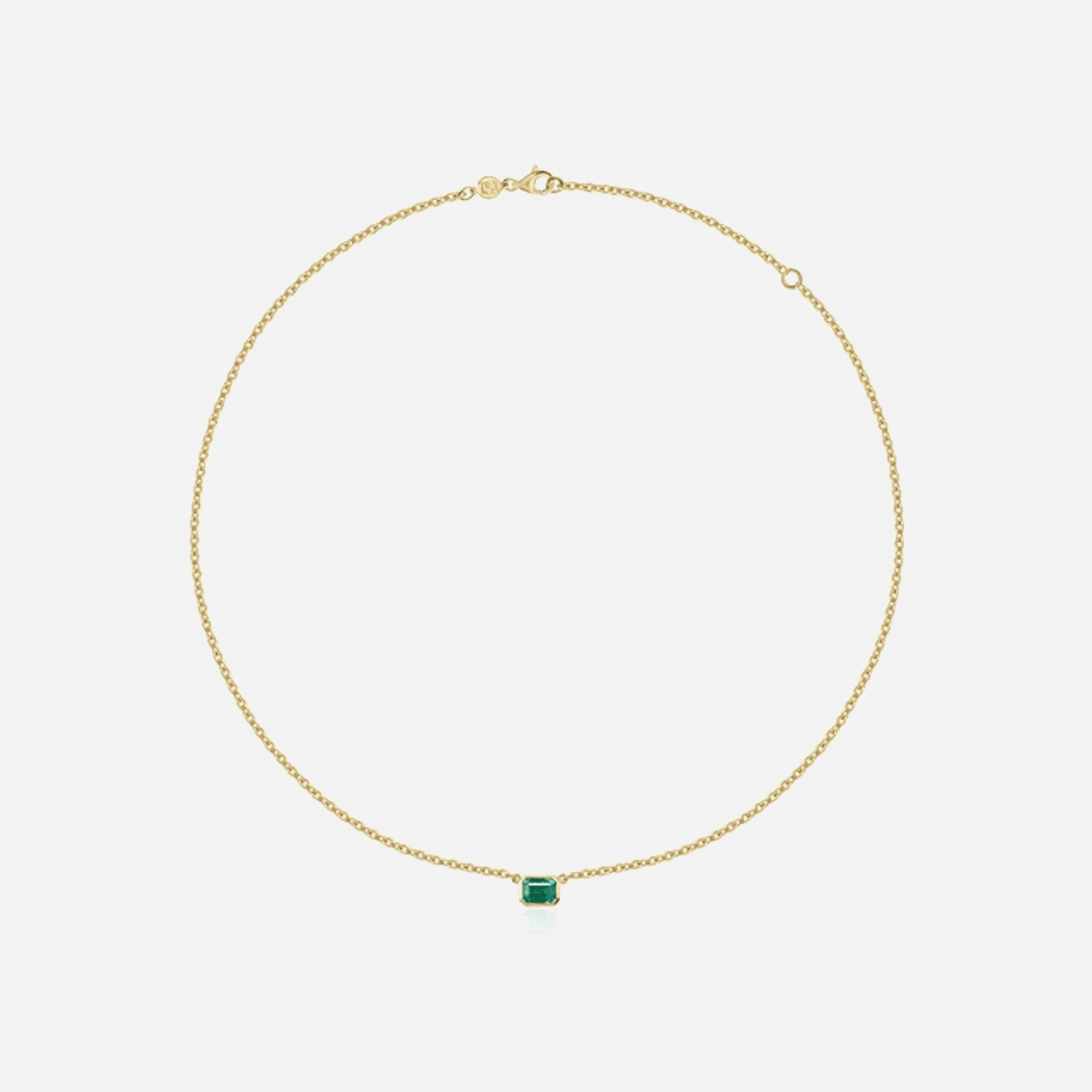 Isa Grutman Emerald Bezel Necklace - Yellow Gold