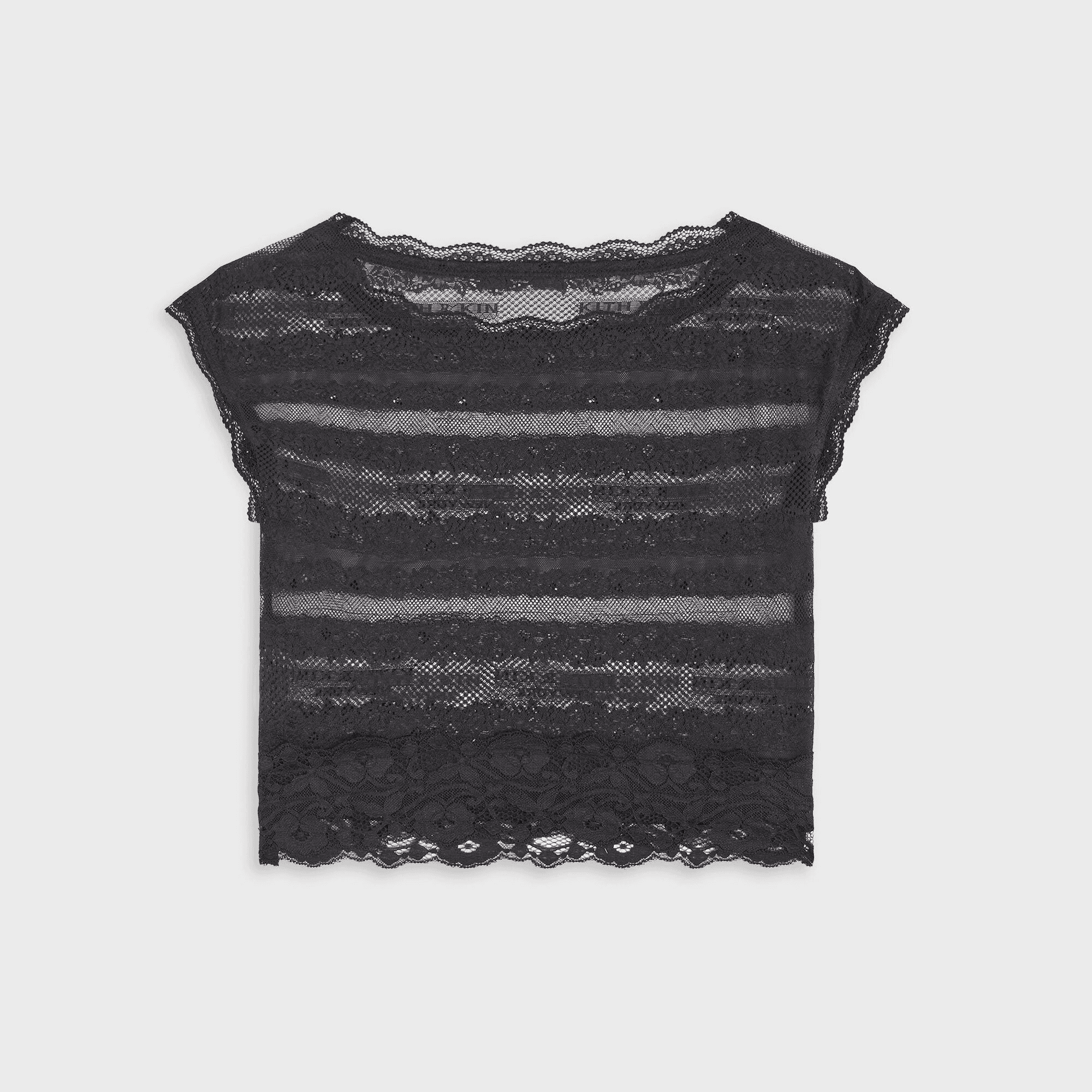 Lisa for Kith Women Cesca Logo Lace Cropped Tee - Black — Image 4