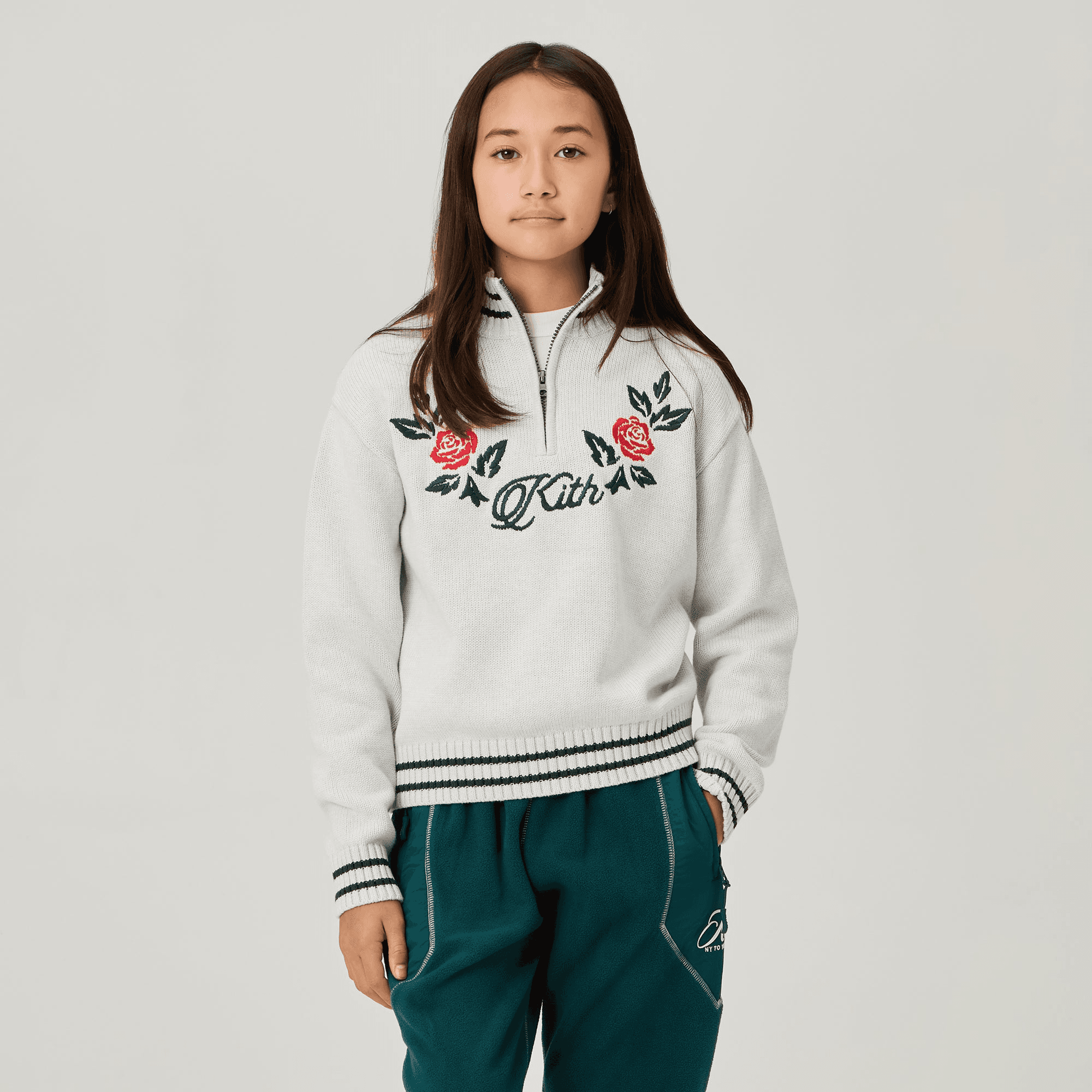 Kith Kids Classic Quarter Zip Wyona - Light Heather Grey — Image 4