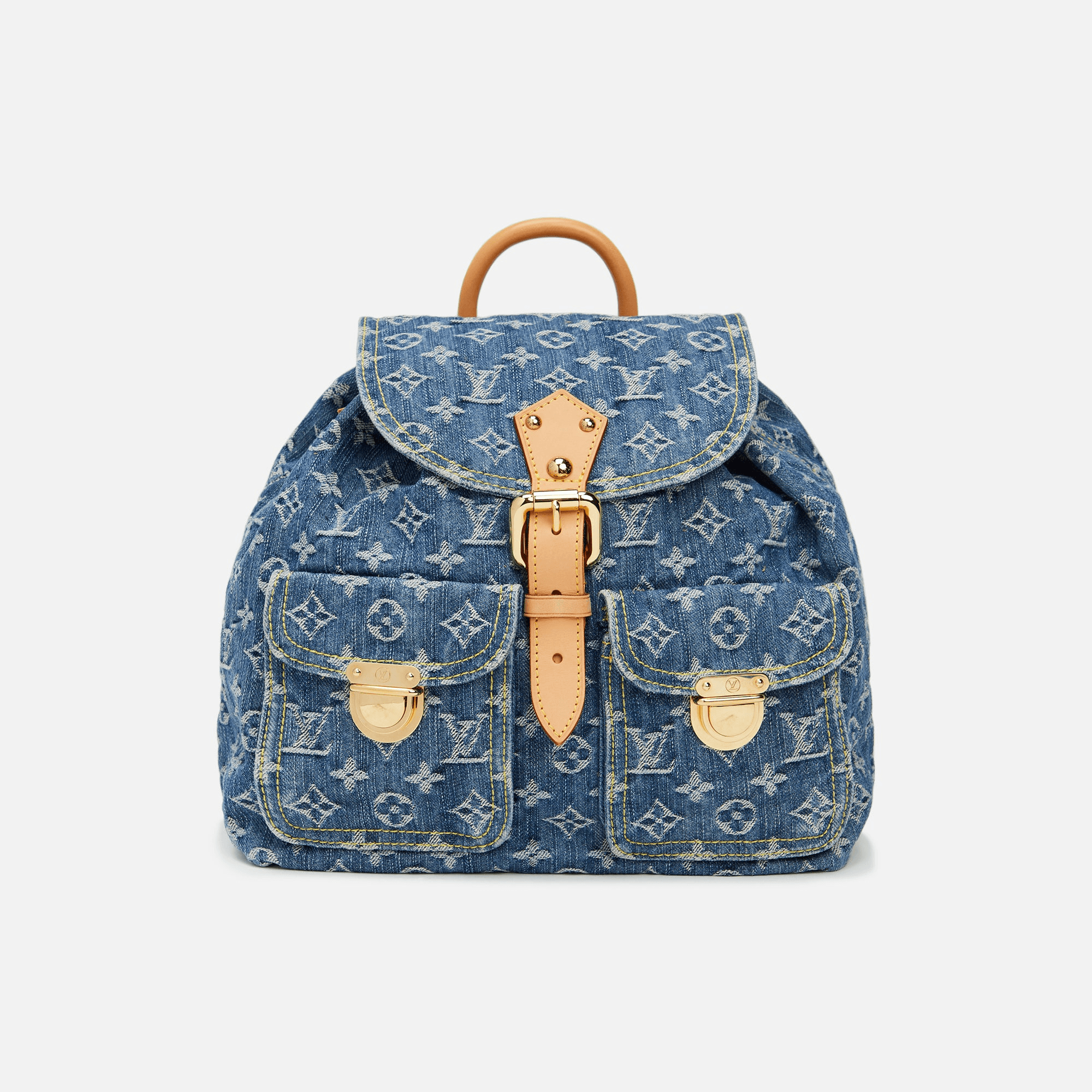 WGACA LV Monogram Backpack Sacados GM in Denim - Blue