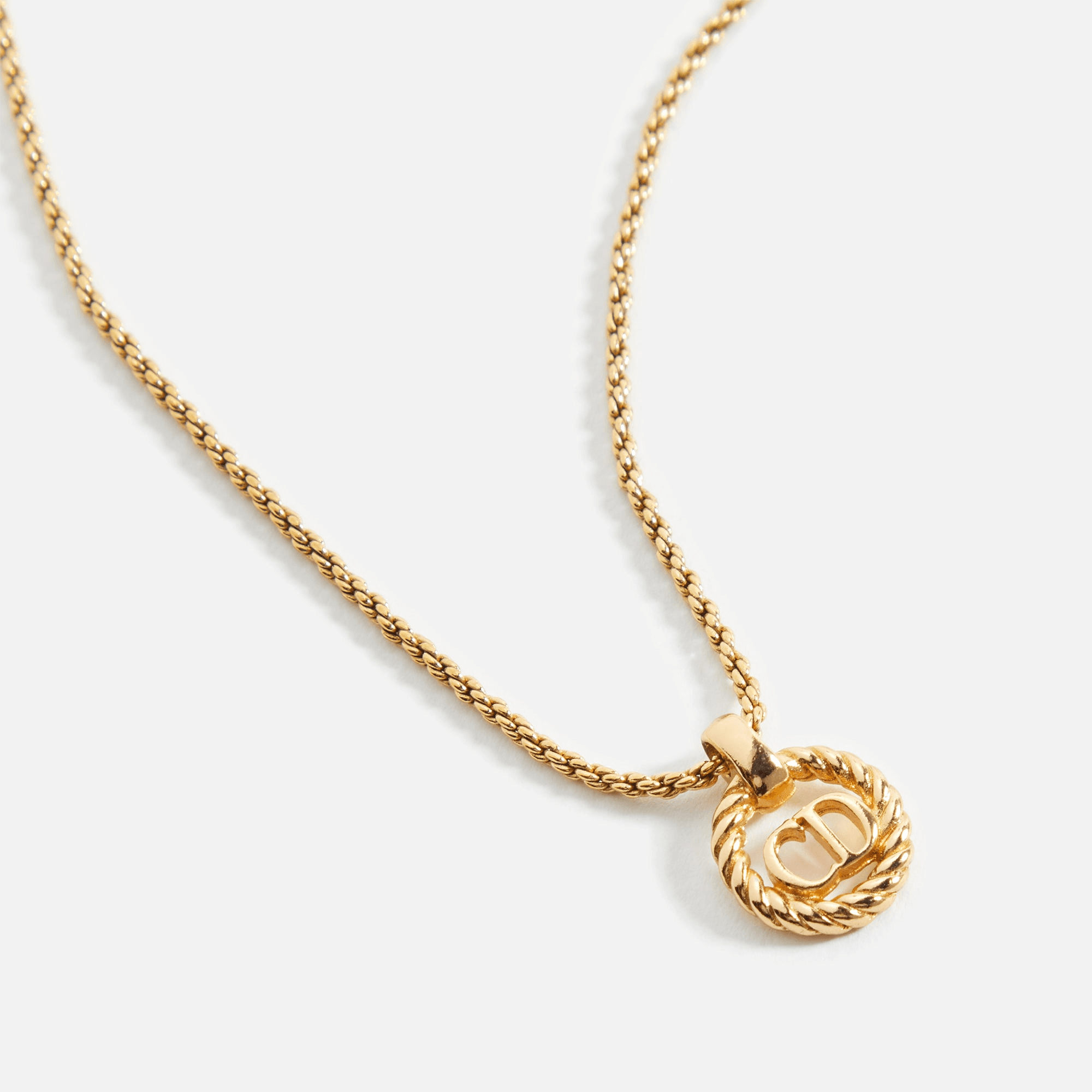 WGACA Dior CD Crystal Circle Necklace - Gold — Image 2