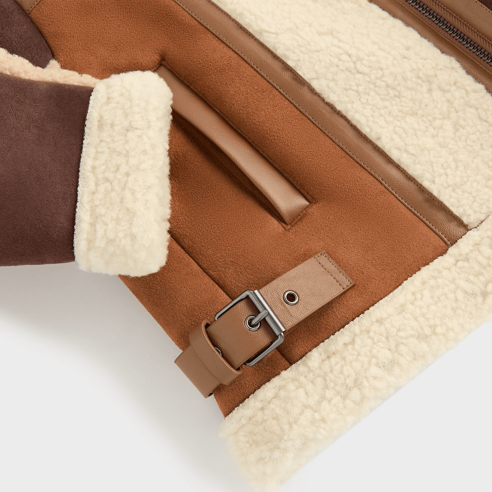 Kith Kids Clarke Color-Block Faux Shearling Jacket - Parchment — Image 4