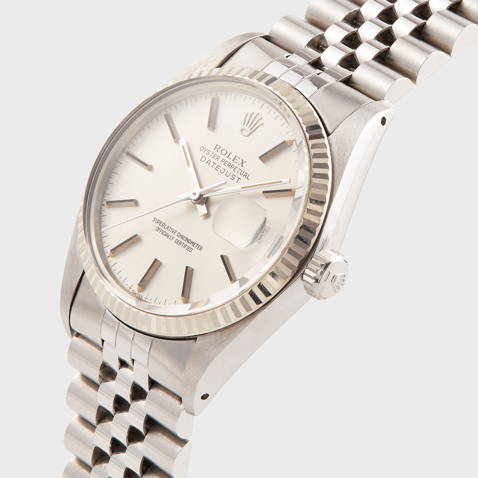 Wind Vintage Rolex Datejust Reference 16014 Silver Dial Unpolished Full Set - Silver — Image 3