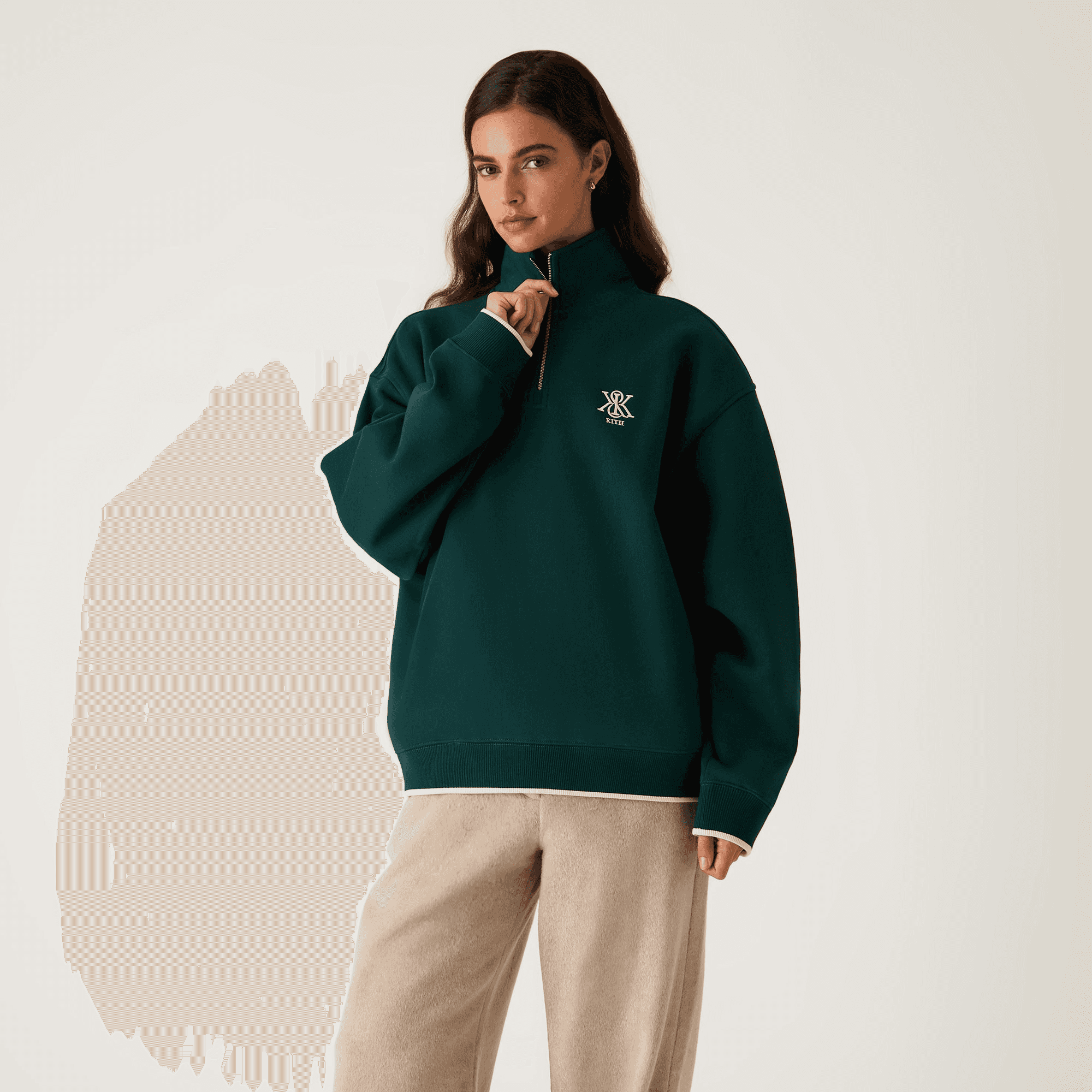 Kith Women Hunter III Crest Quarter Zip - Chronicle — Image 6