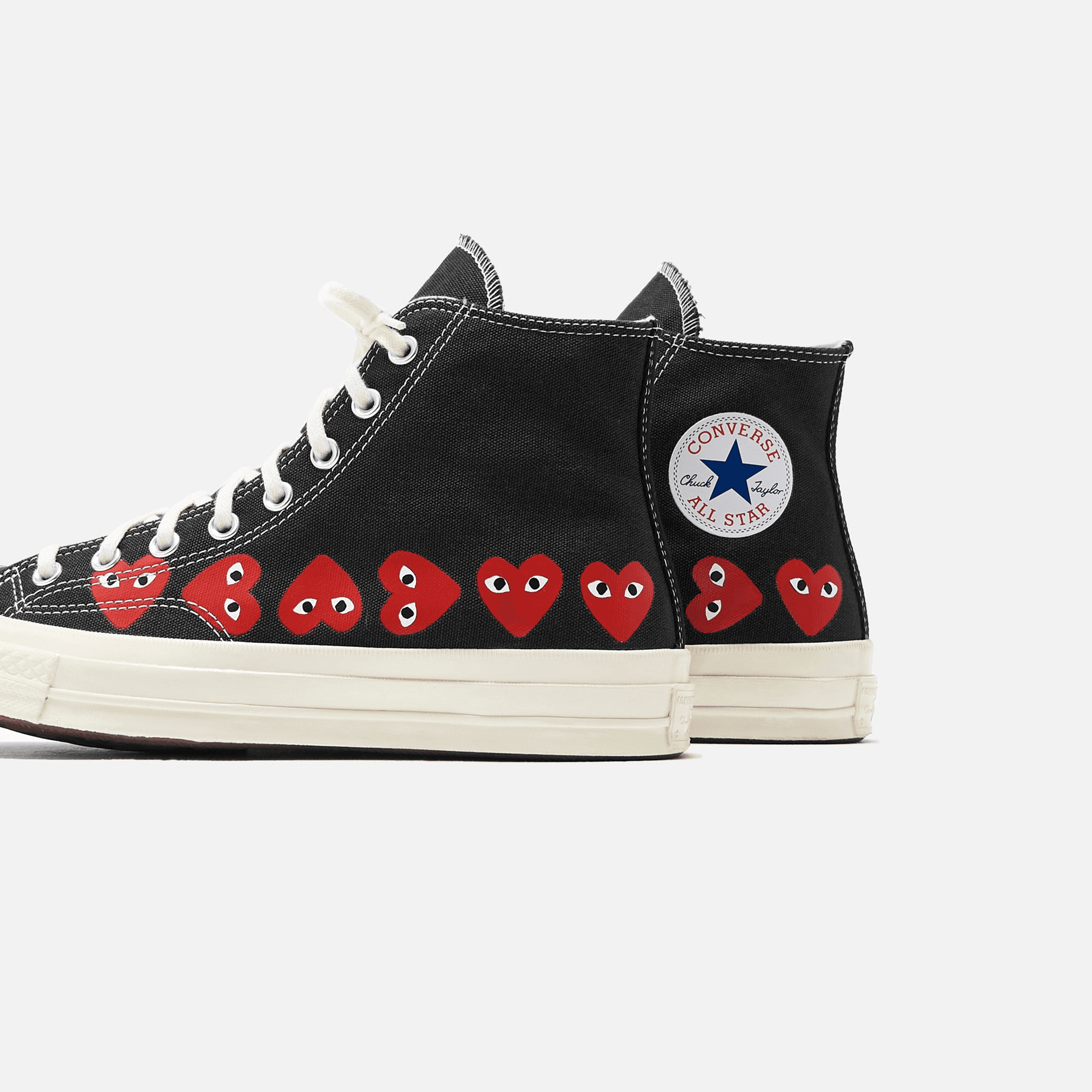 Comme Des Garçons Play x Converse Multi Heart High Top - Black / Red — Image 2