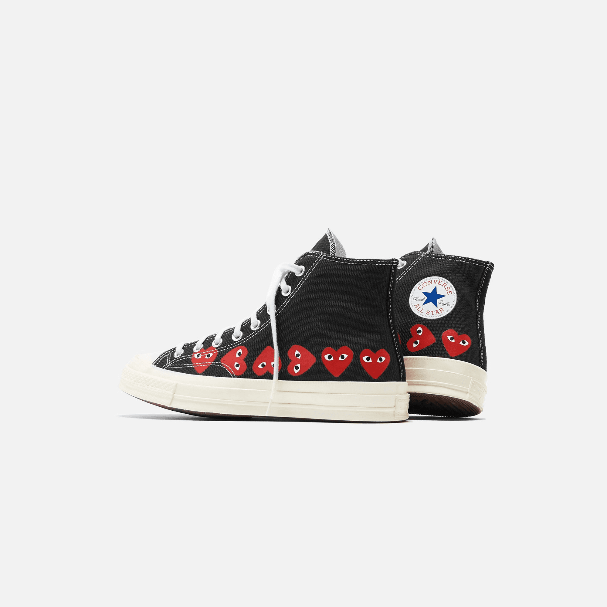 Comme Des Garçons Play x Converse Multi Heart High Top - Black / Red — Image 4