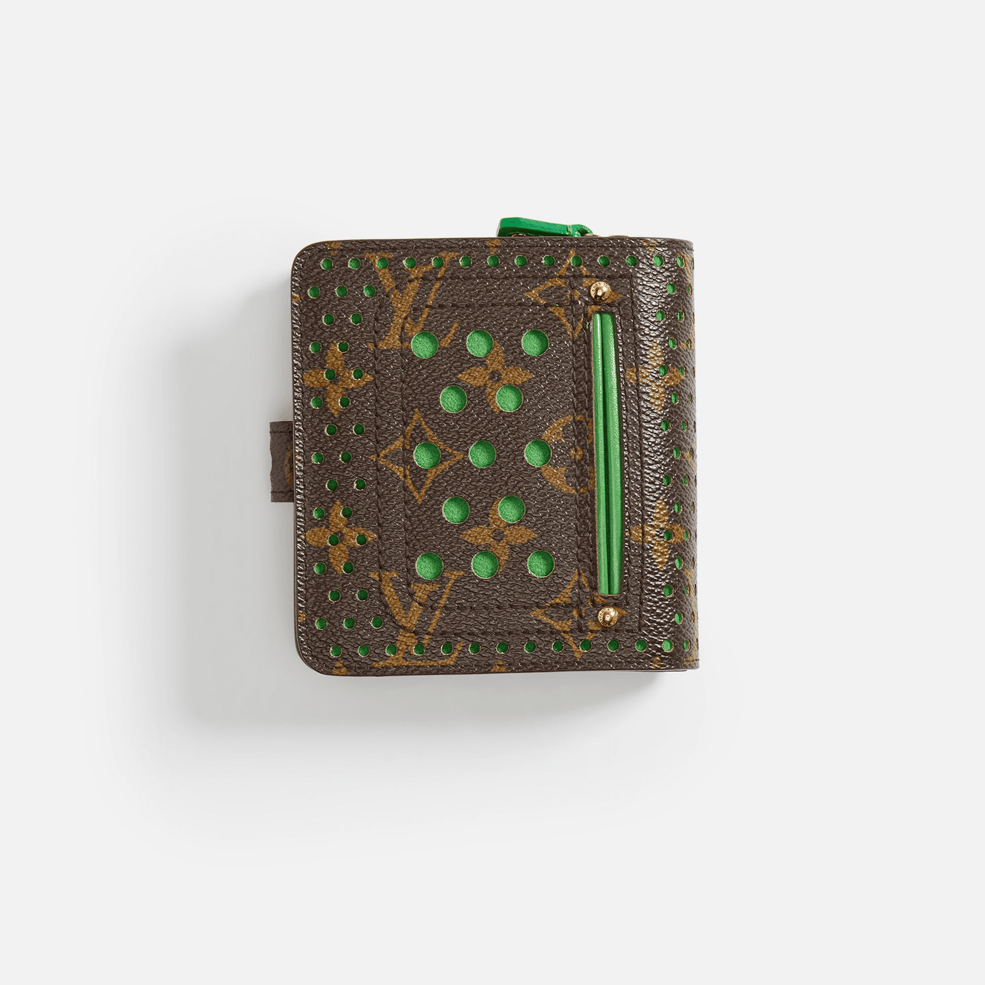WGACA Louis Vuitton Perforated Zippy Compact Wallet - Green — Image 2