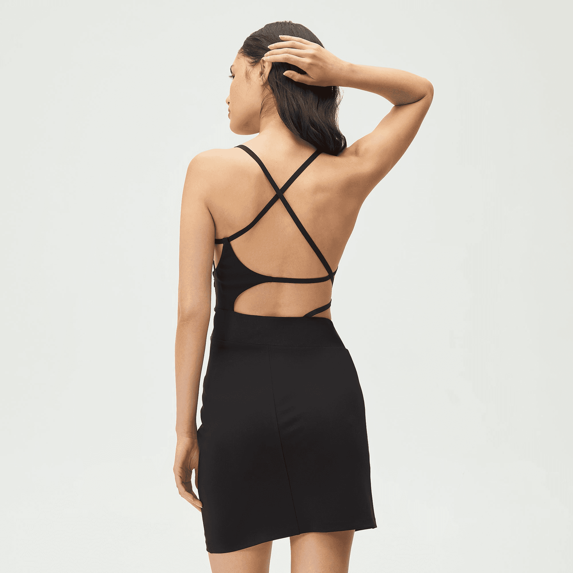 Lisa for Kith Women Voyez Asymmetrical Strap Mini Dress - Black — Image 4