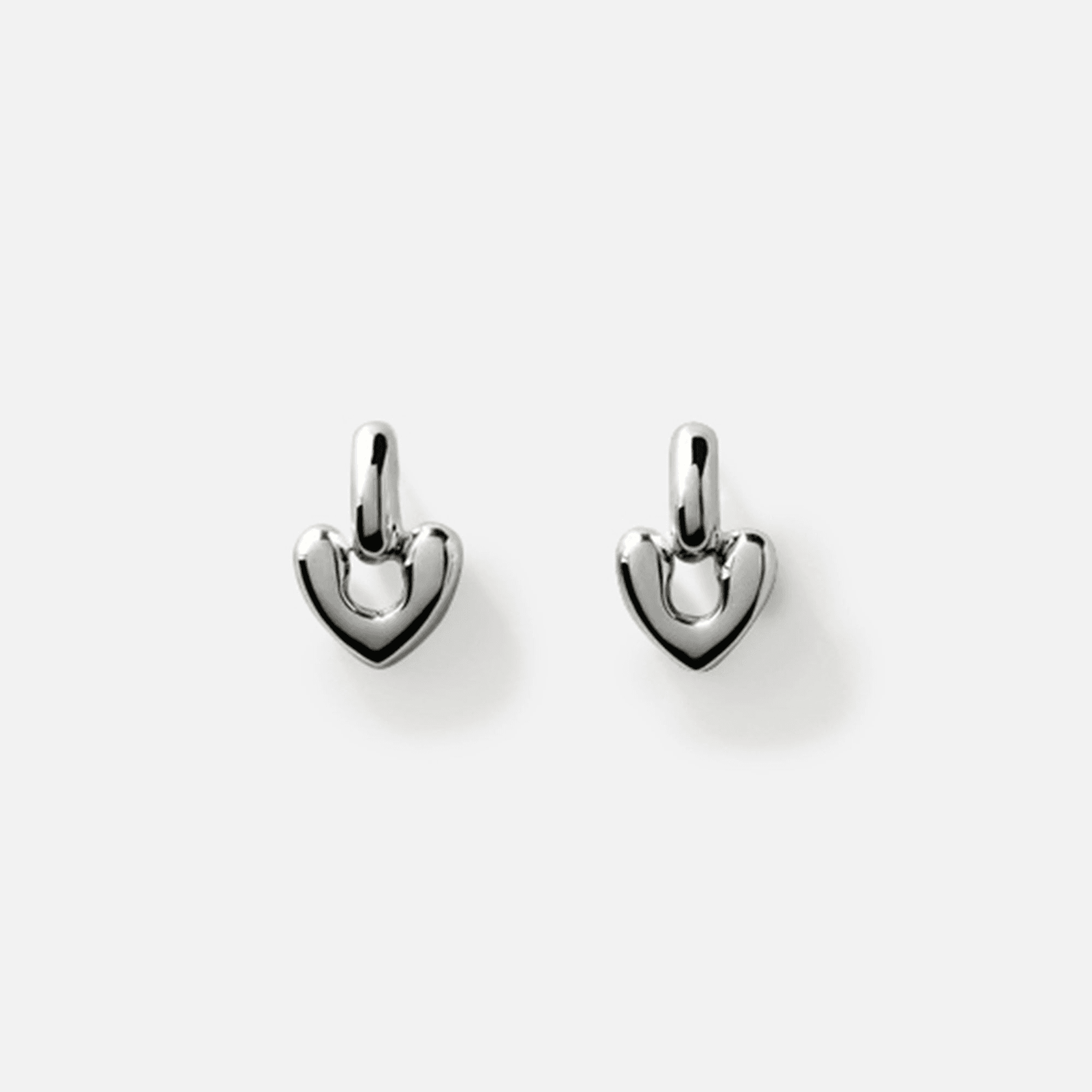 Annika Inez Small Heart Drop Earrings - Silver - Image 1