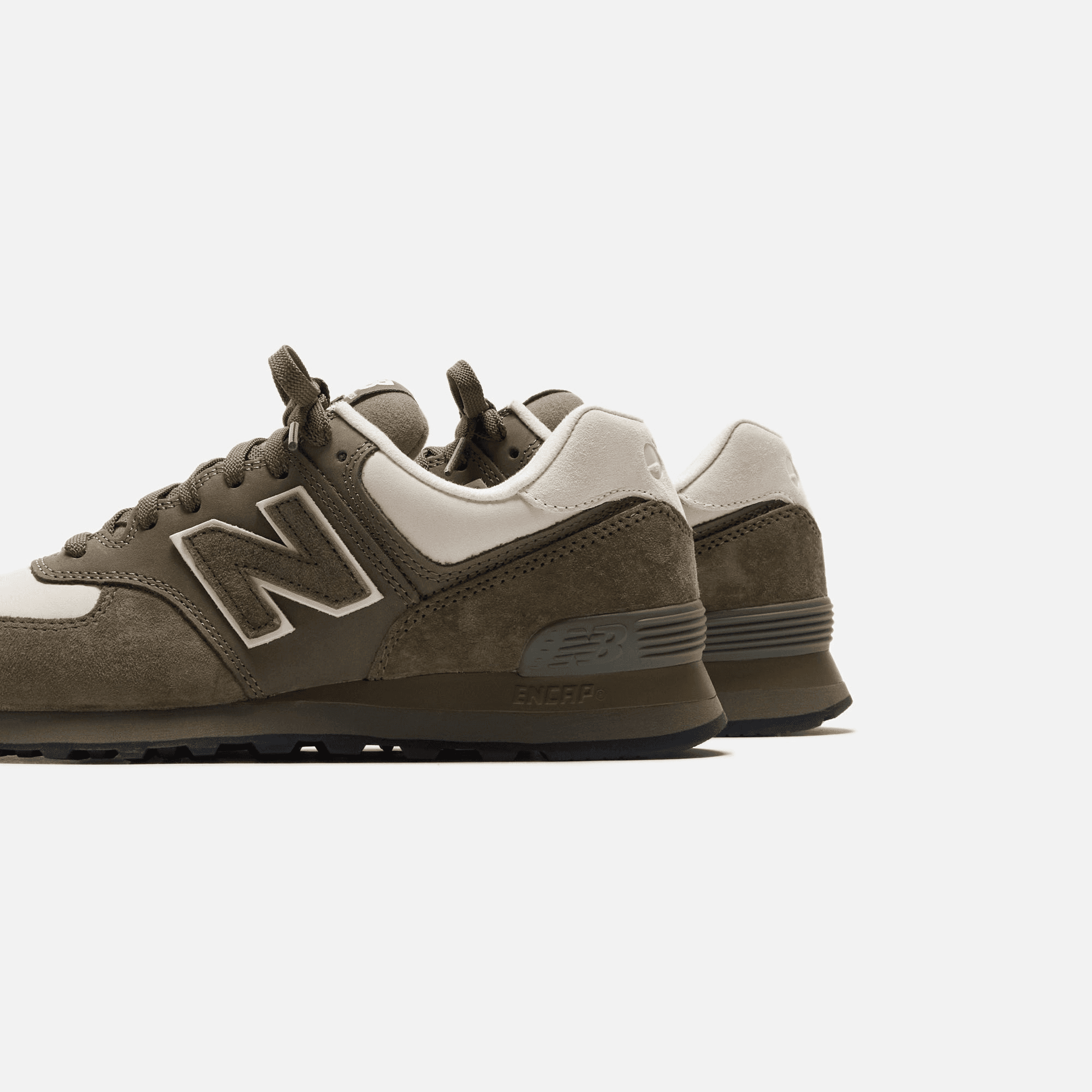 CDG Pocket New Balance x Junya Watanabe 574 Pig Suede Nubuck -  Khaki / Off White — Image 5