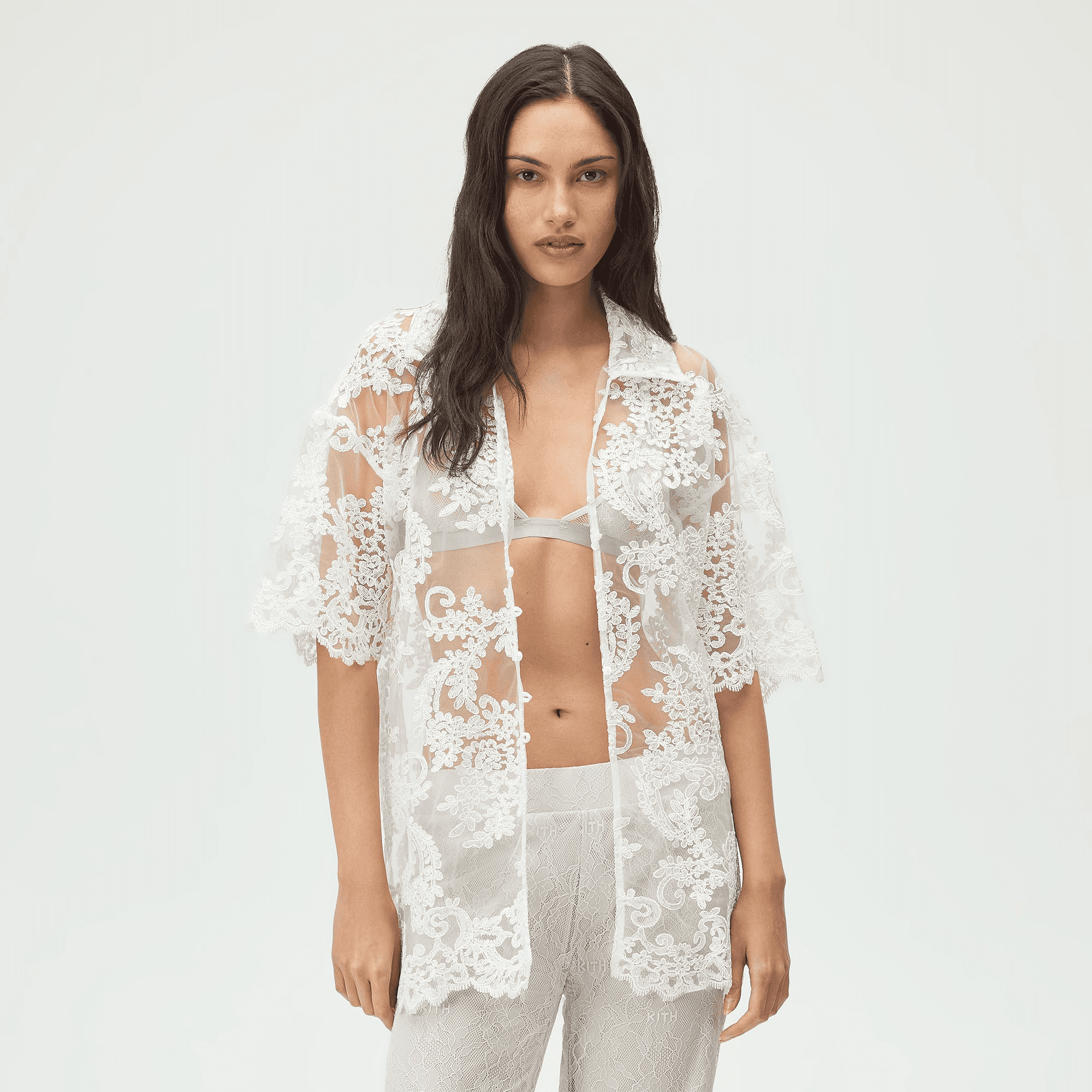 Lisa for Kith Women Laina Lace Overshirt - White — Image 4