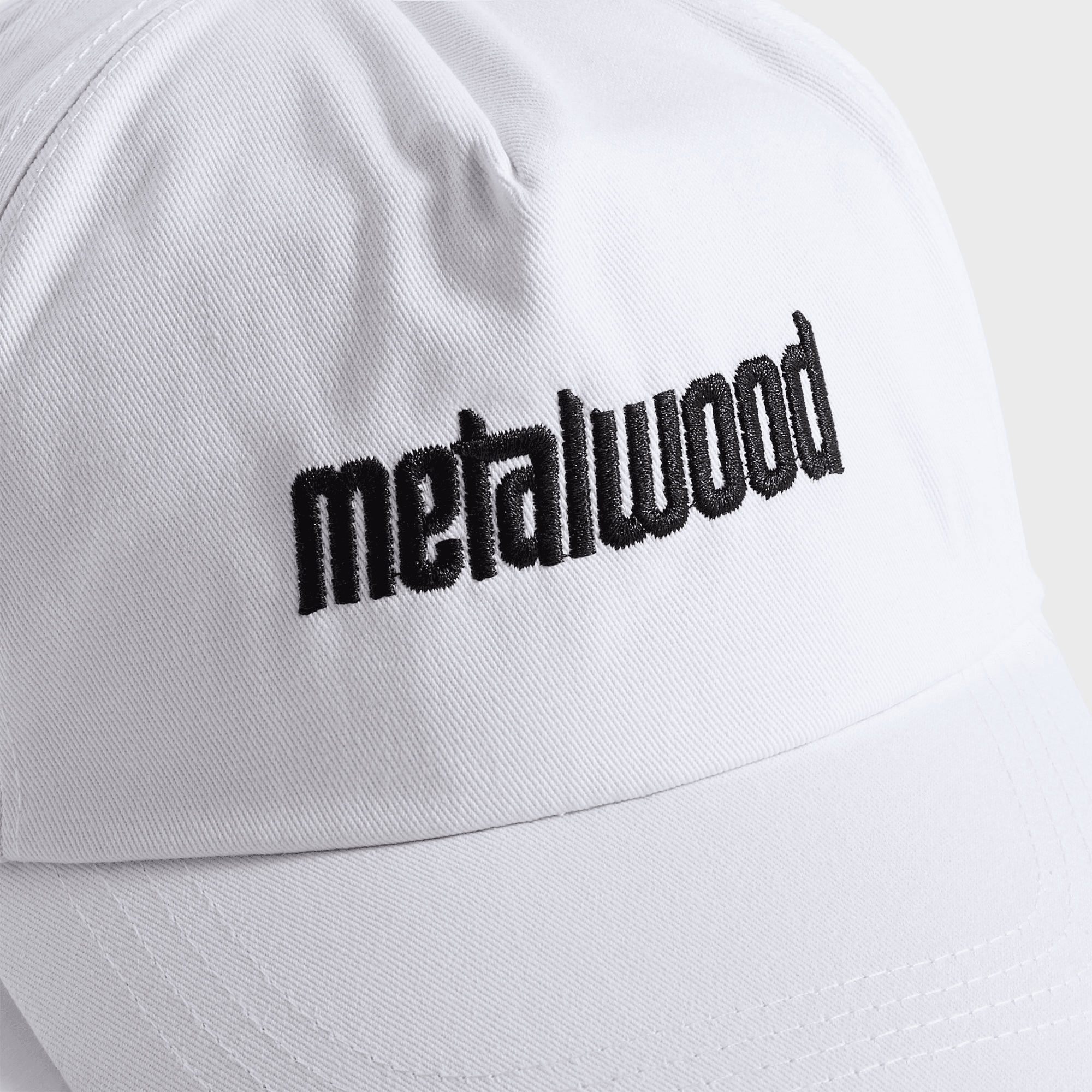 Metalwood Metal Logo 5 Panel Cap - White — Image 2
