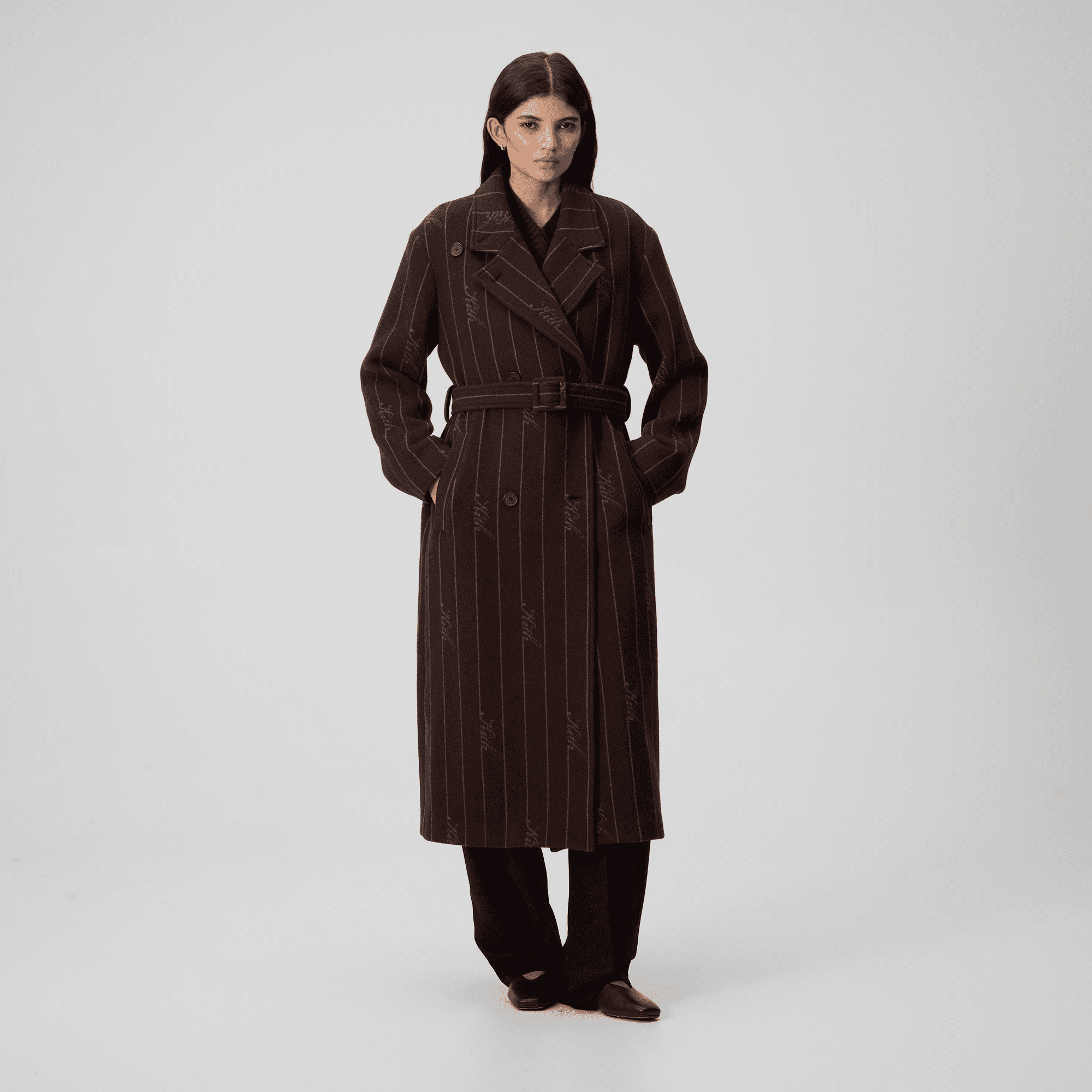Kith Women Maeva Melton Stripe Scarf Coat - Incognito — Image 9