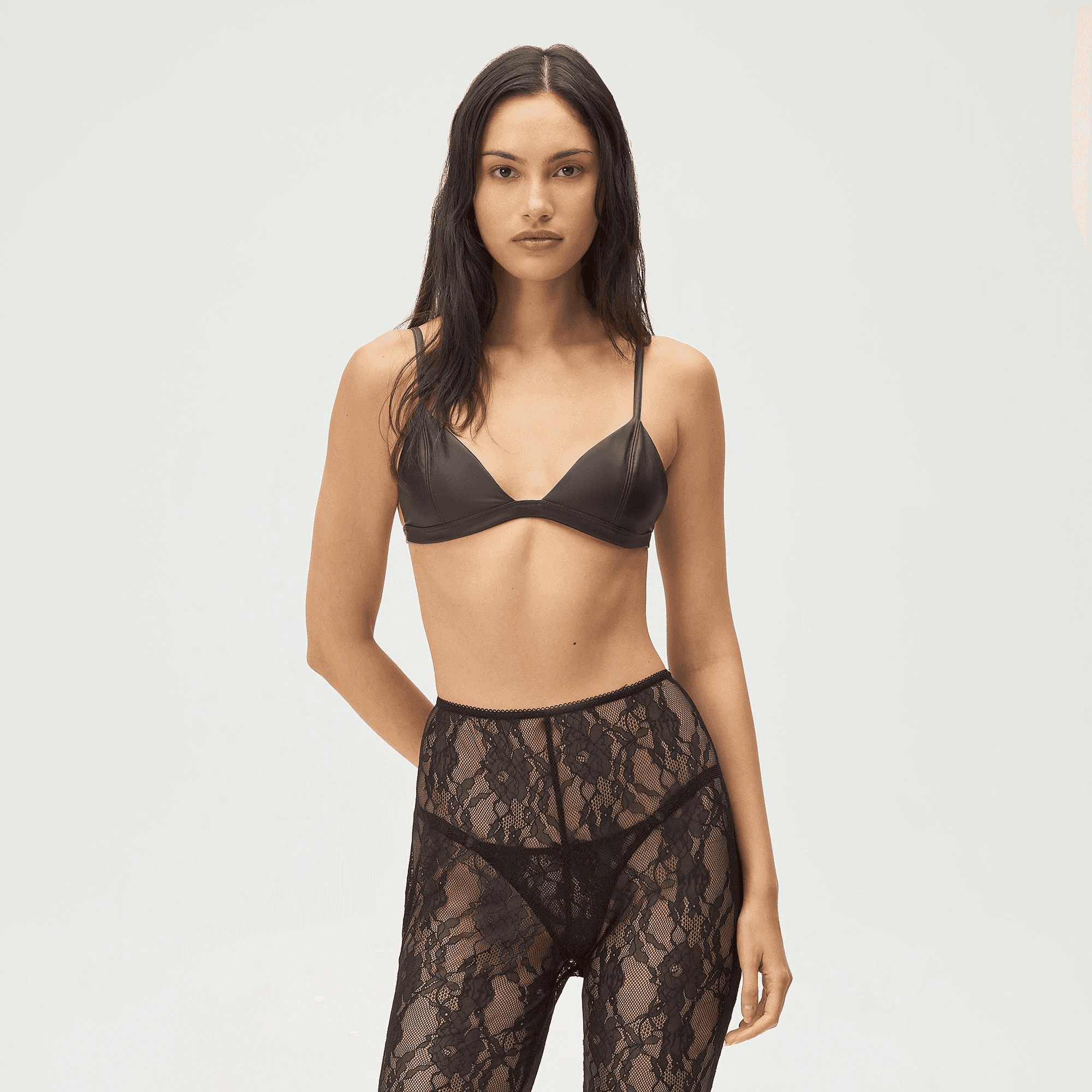 Lisa for Kith Women Braelyn Faux Leather Bra - Black — Image 4