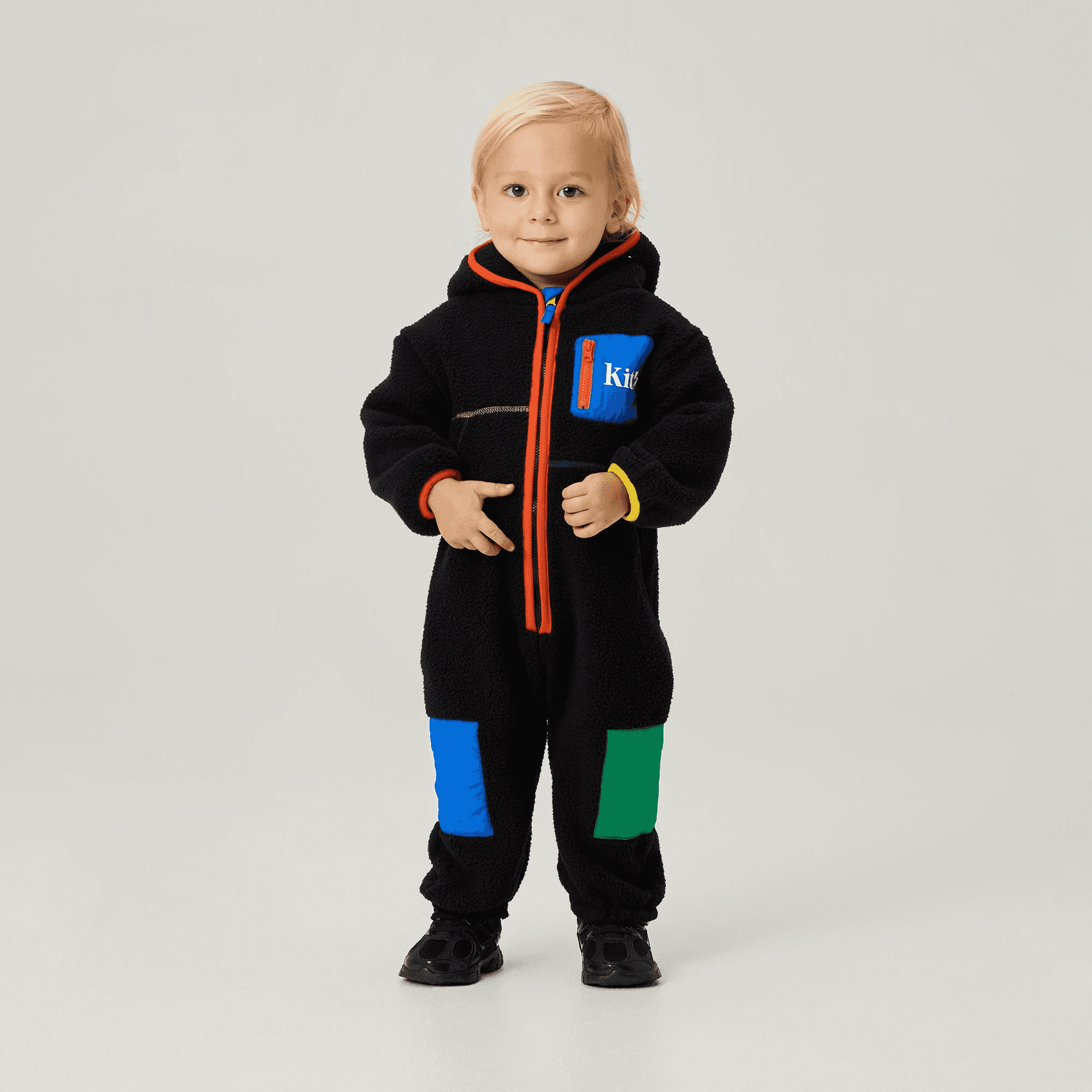 Kith Baby Color-Block Sherpa Antony Coverall - Black — Image 4