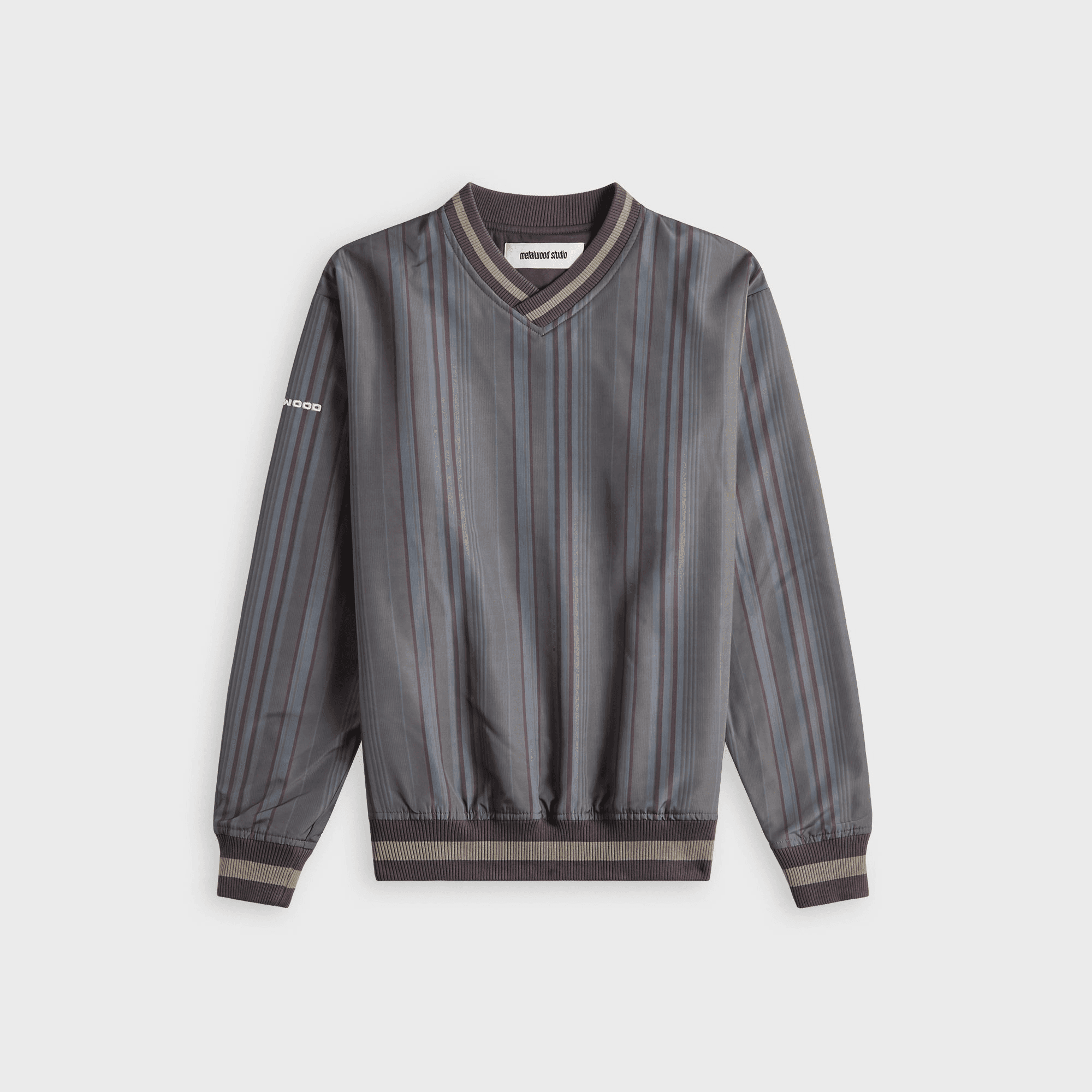 Metalwood Lined V-Neck Pullover Windbreaker - Multicolor - Image 1