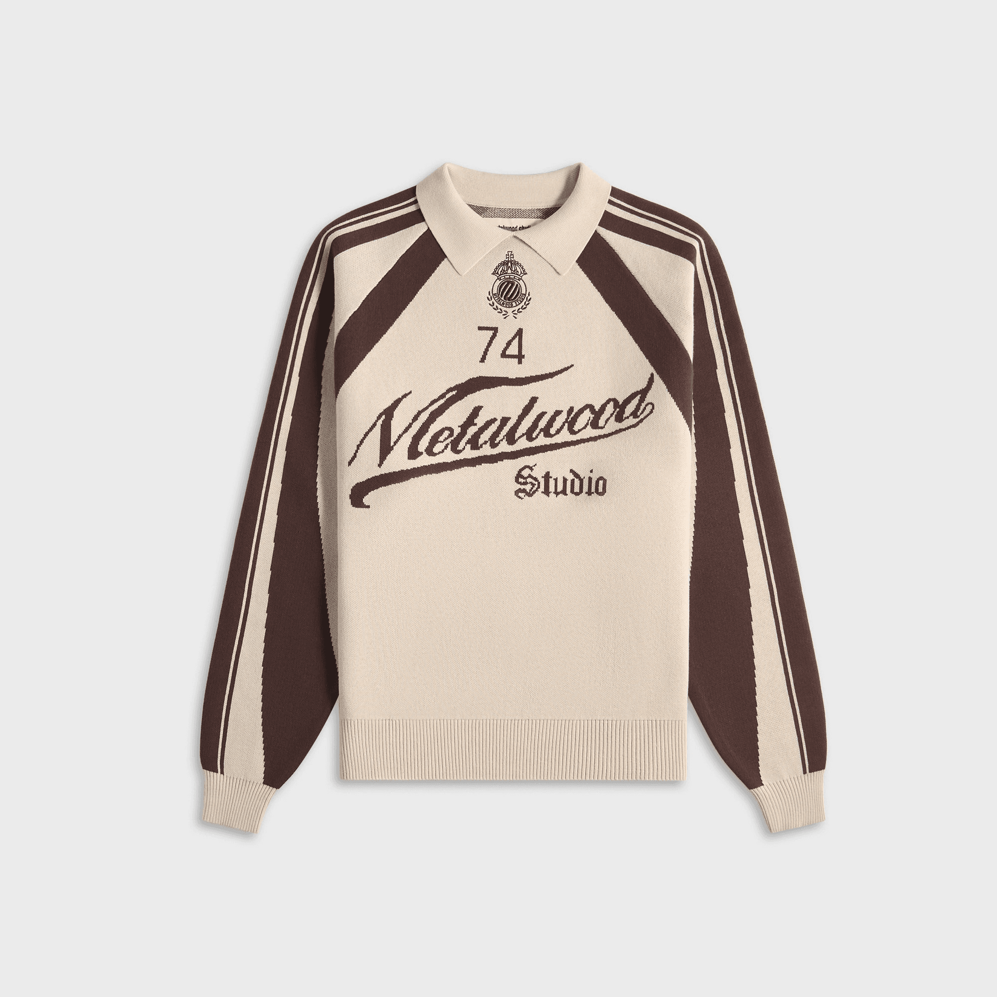 Metalwood Knit Football Top - Cream - Image 1